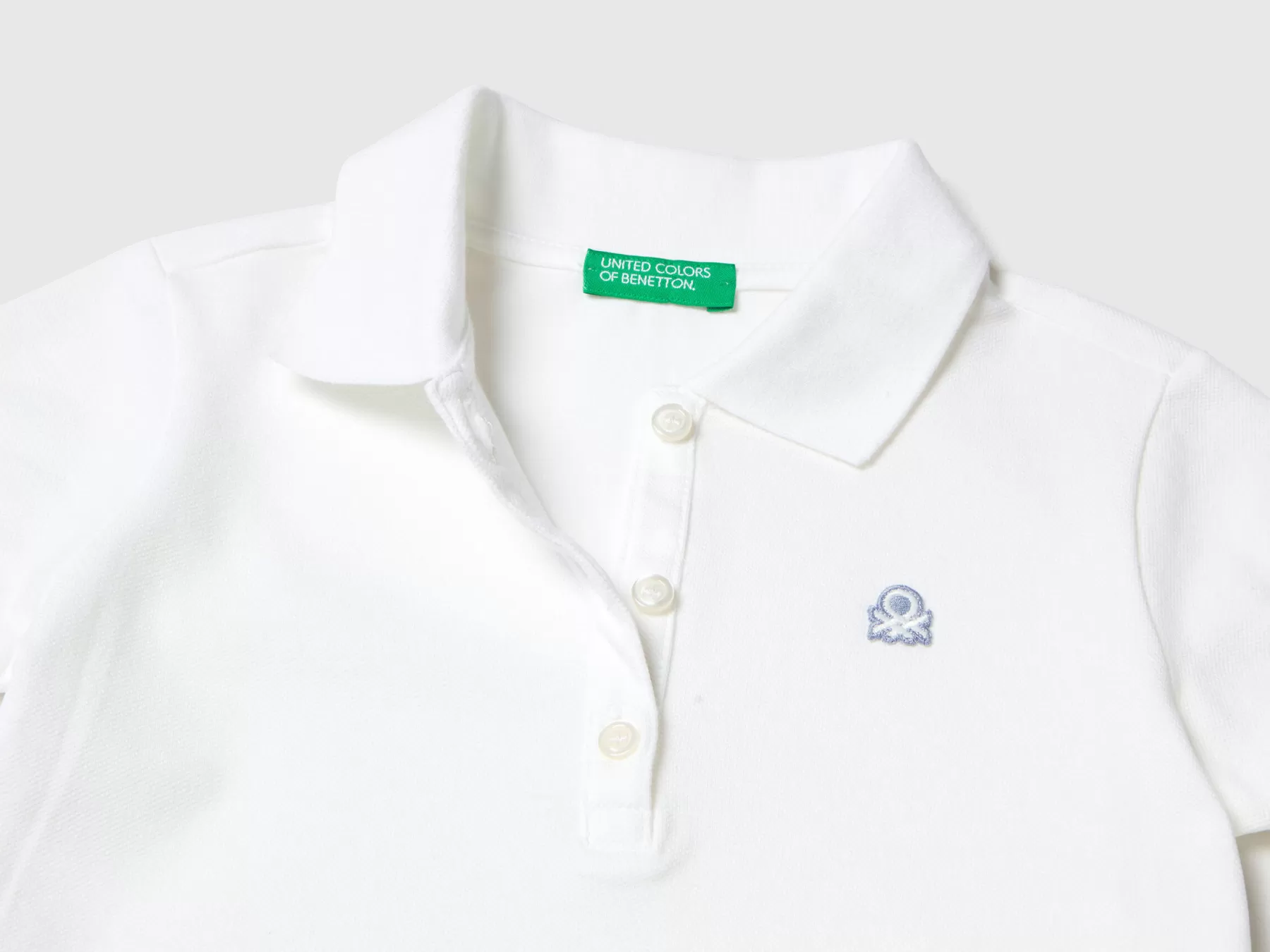 Benetton Polo Regular Fit In Cotone Bio Bianco Cheap