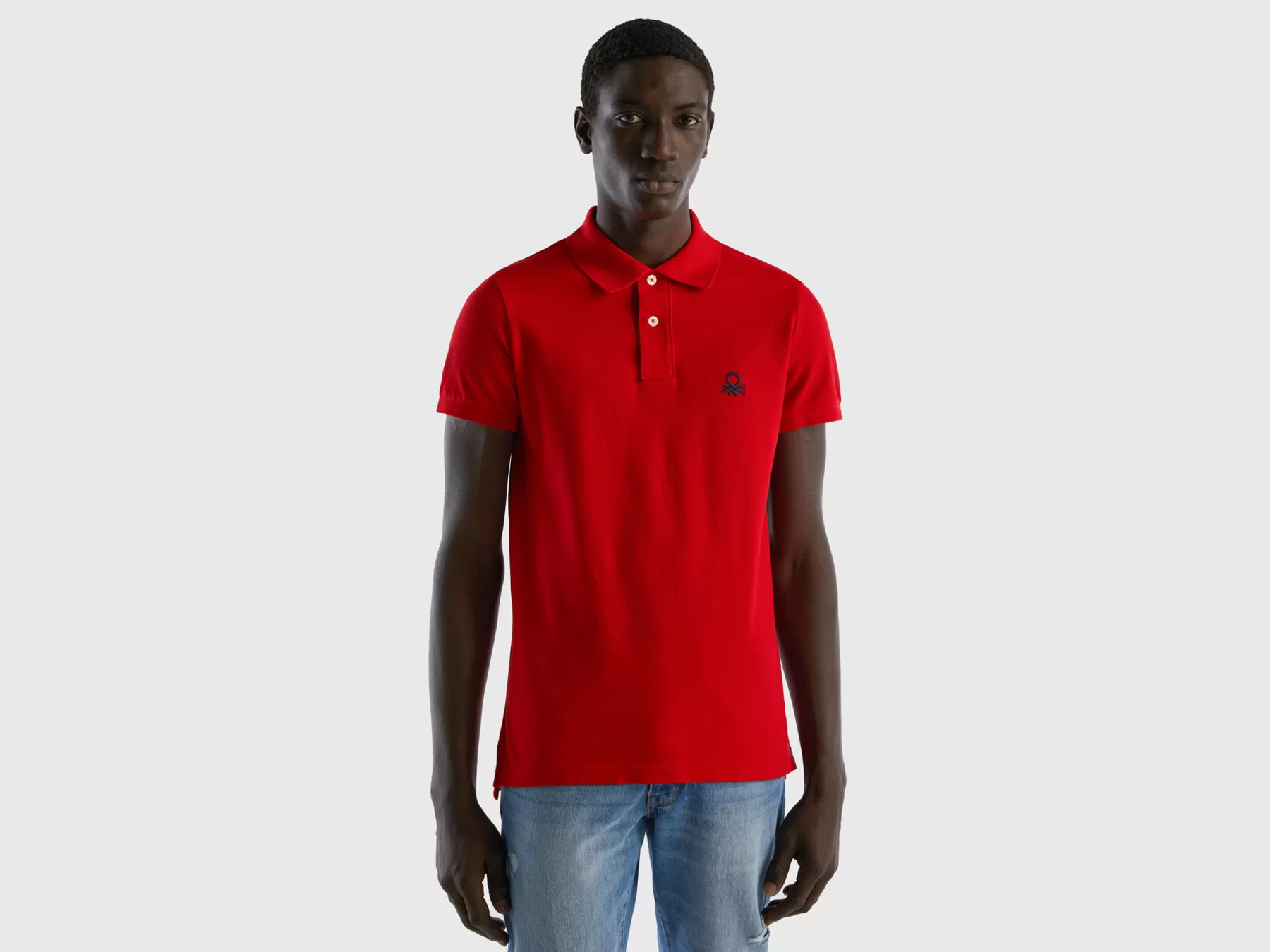 Benetton Polo Rossa Slim Fit Rosso Flash Sale