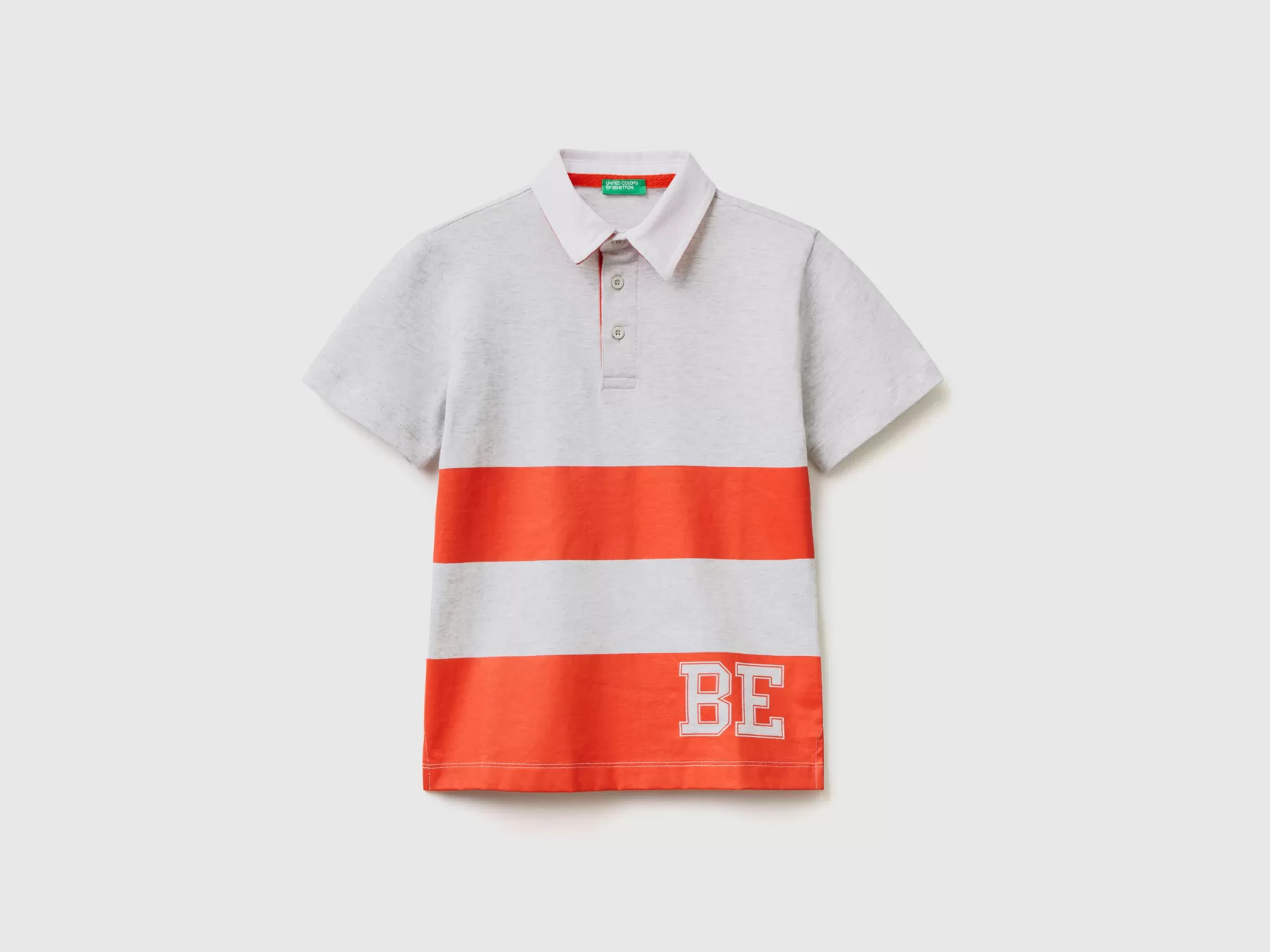 Benetton Polo Rugby Con Stampa Righe Grigio Chiaro Sale