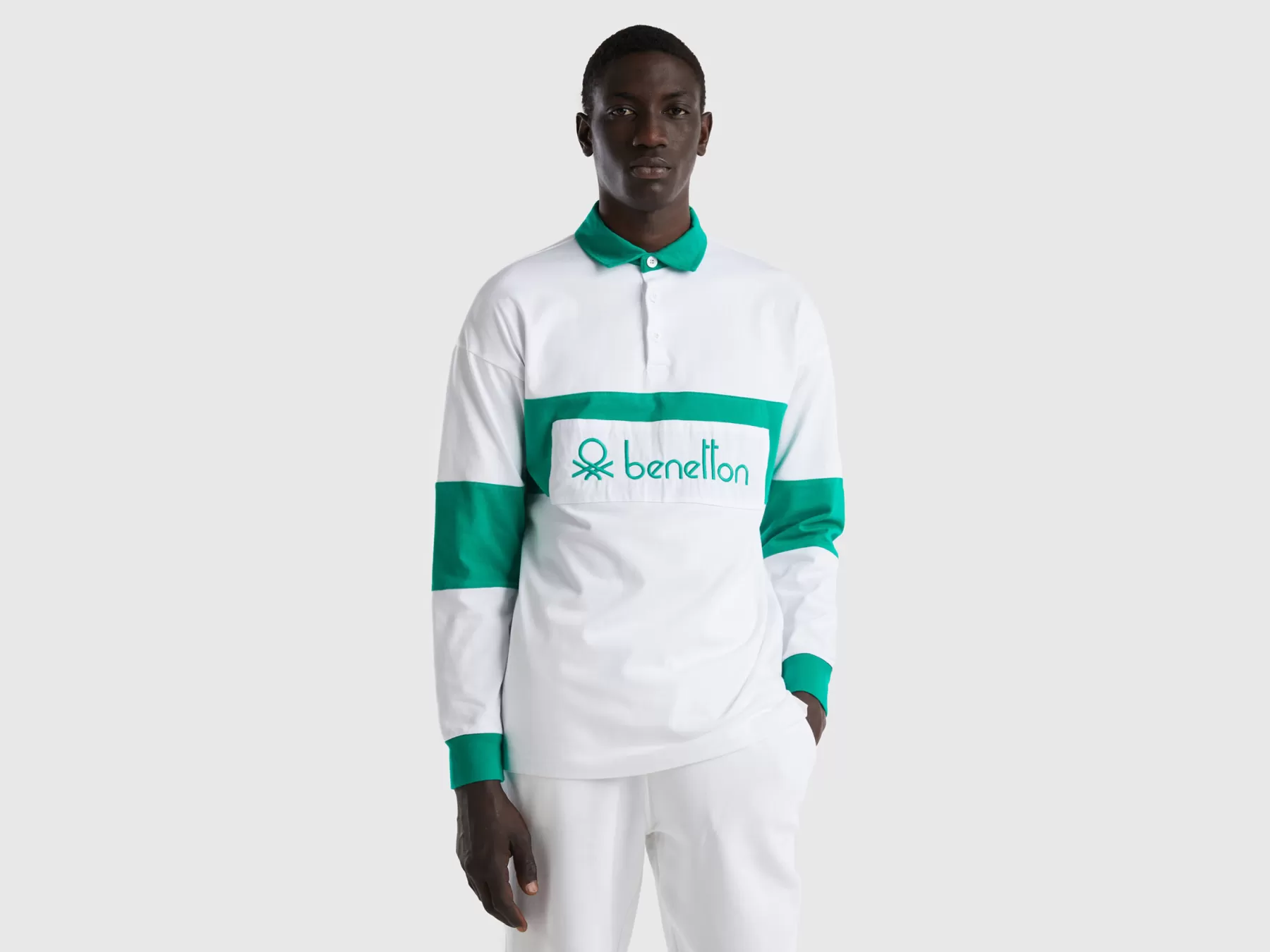 Benetton Polo Rugby In Cotone Biologico Verde Online