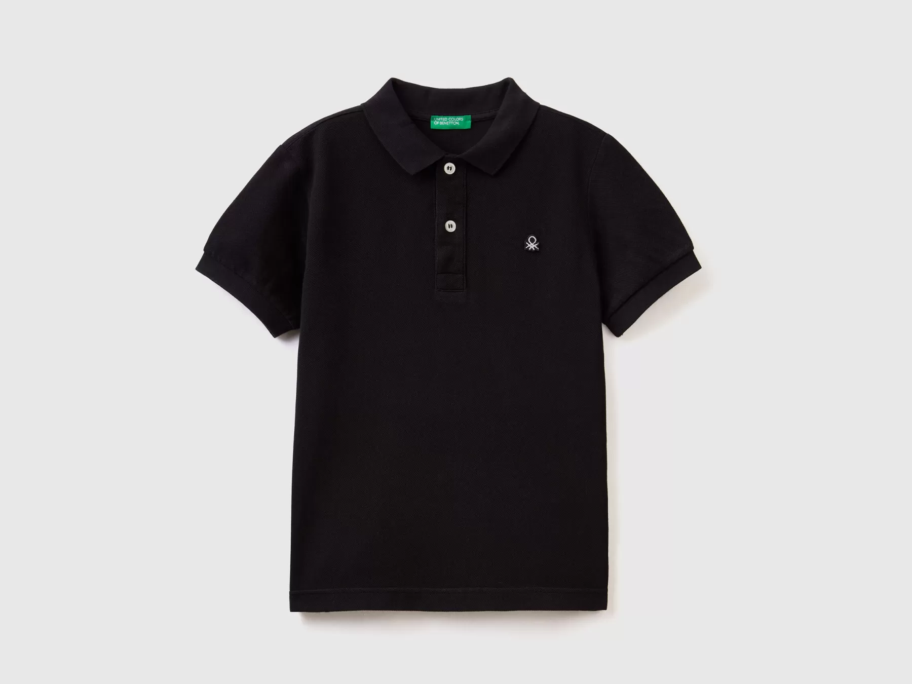 Benetton Polo Slim Fit 100% Cotone Bio Nero Store