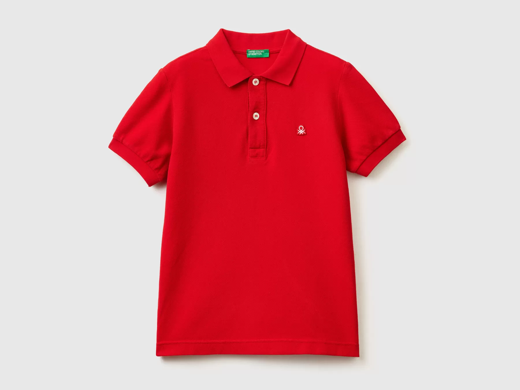 Benetton Polo Slim Fit 100% Cotone Bio Rosso Best