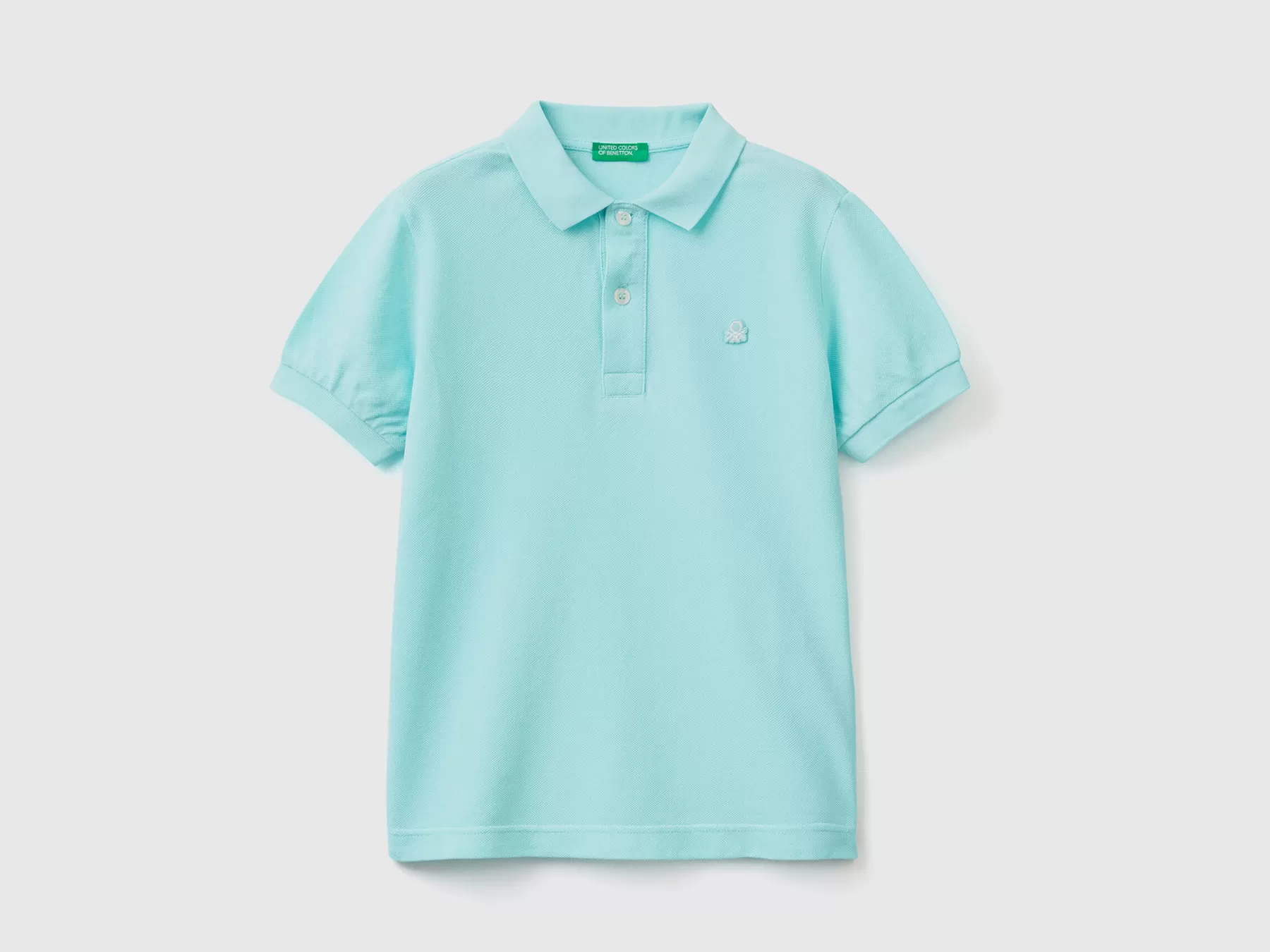 Benetton Polo Slim Fit 100% Cotone Bio Turchese Online