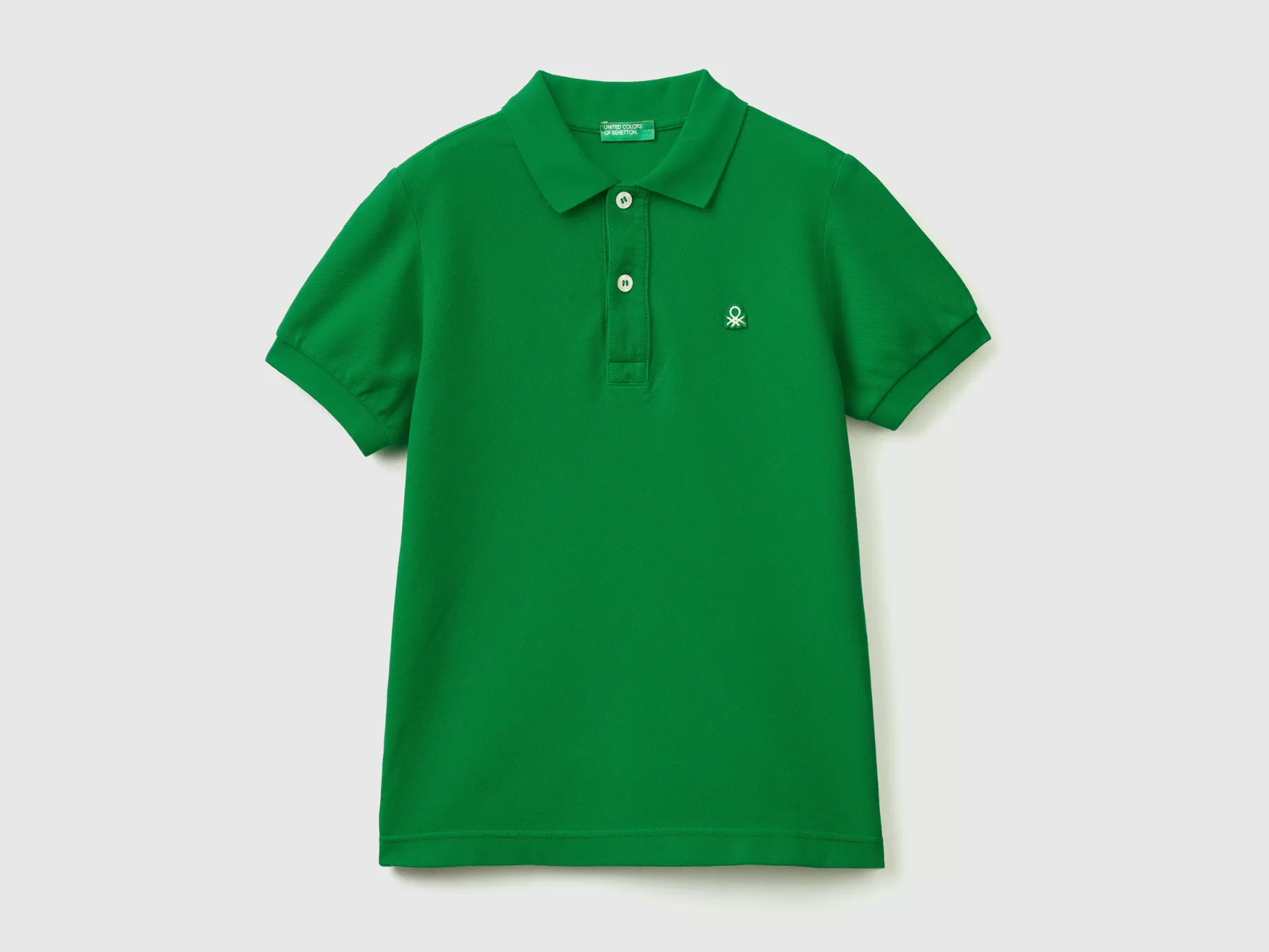 Benetton Polo Slim Fit 100% Cotone Bio Verde Fashion