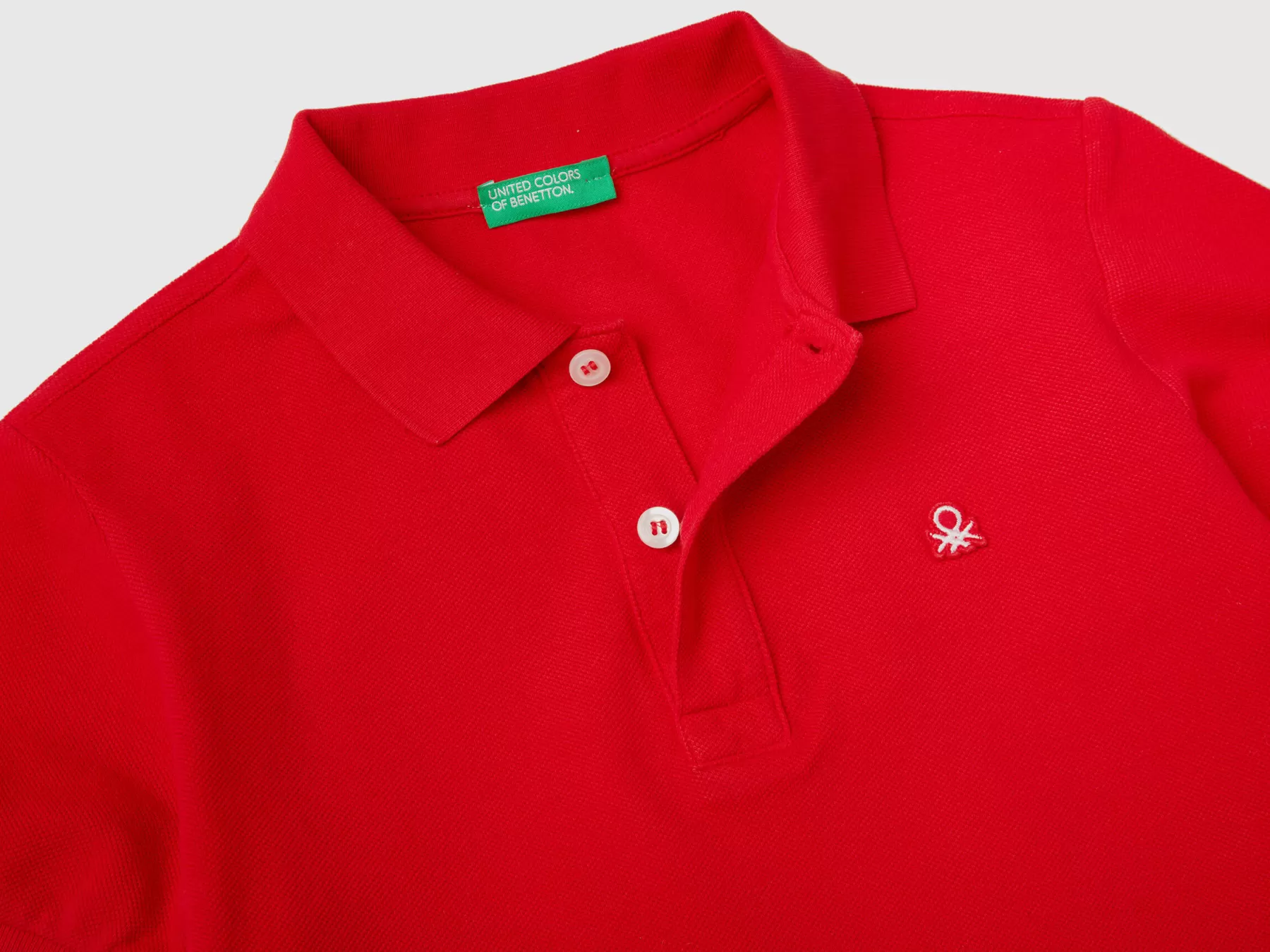 Benetton Polo Slim Fit 100% Cotone Bio Rosso Best