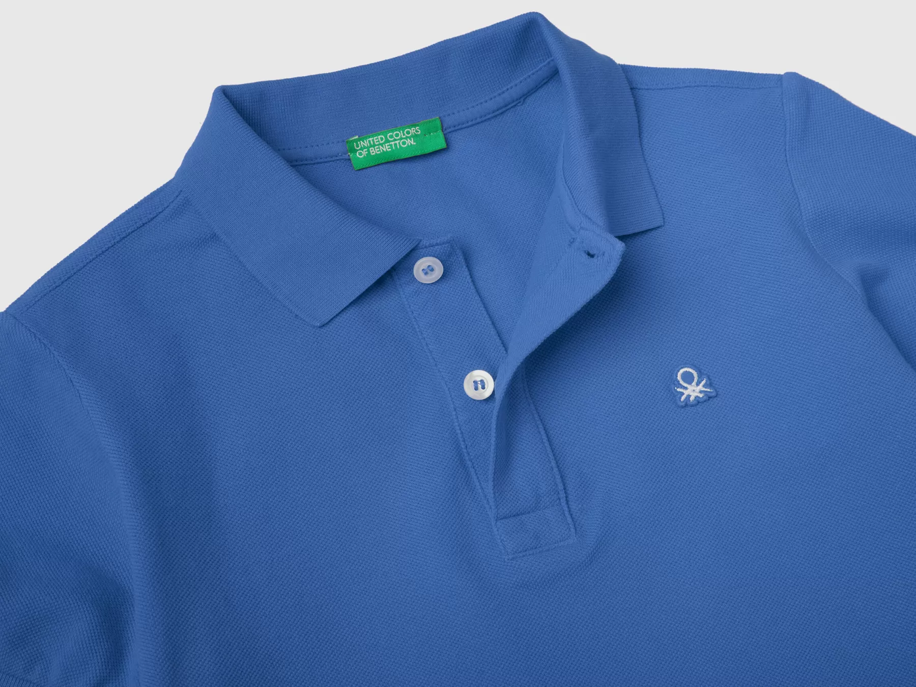 Benetton Polo Slim Fit 100% Cotone Bio Bluette Online