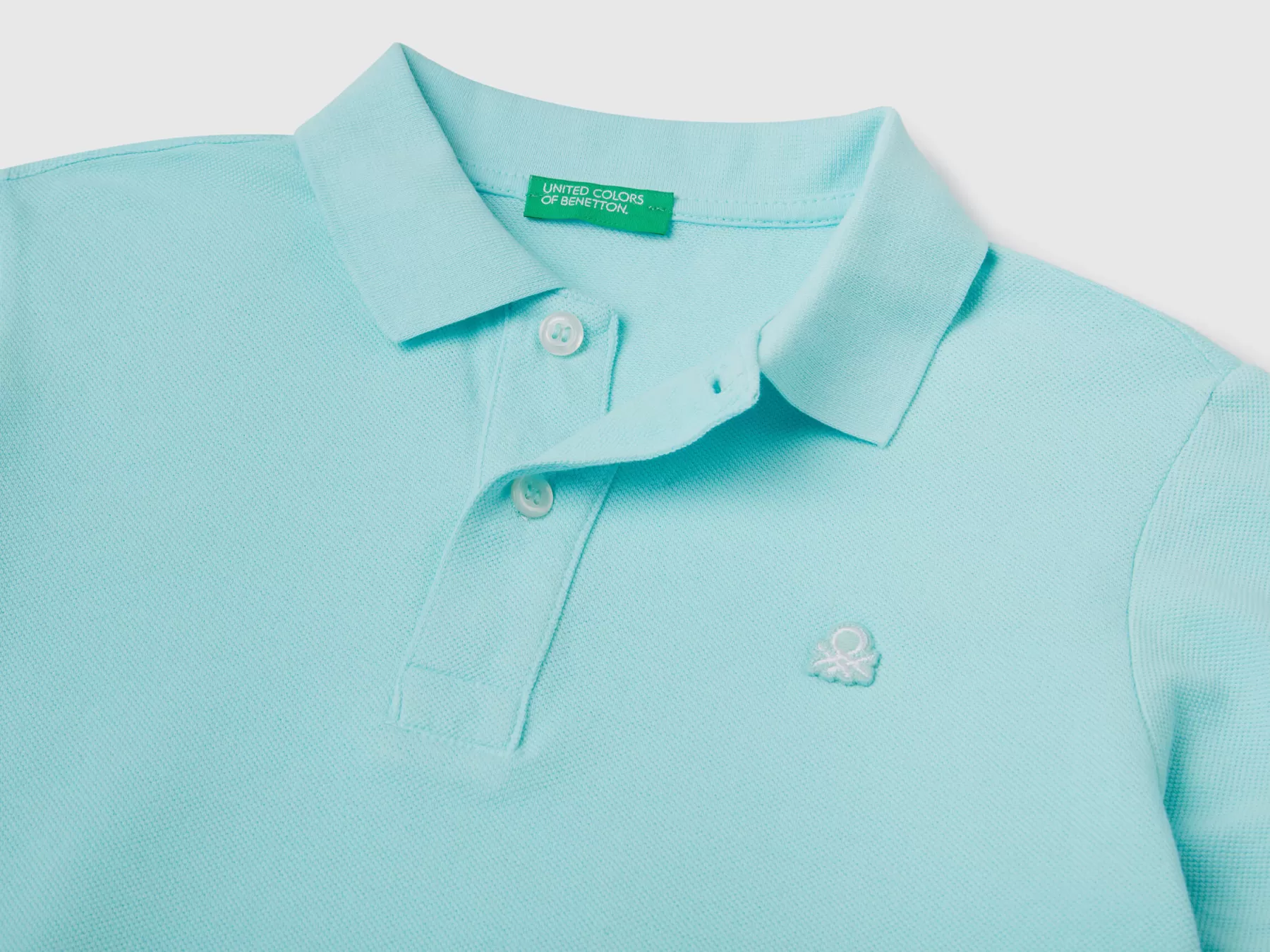 Benetton Polo Slim Fit 100% Cotone Bio Turchese Online