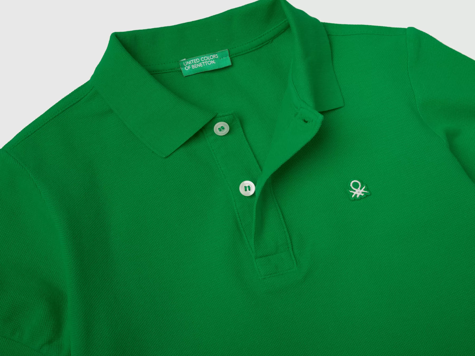 Benetton Polo Slim Fit 100% Cotone Bio Verde Fashion