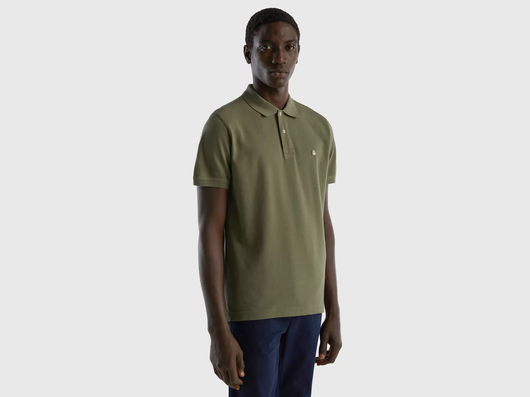 Benetton Polo Verde Regular Fit Verde Militare Best