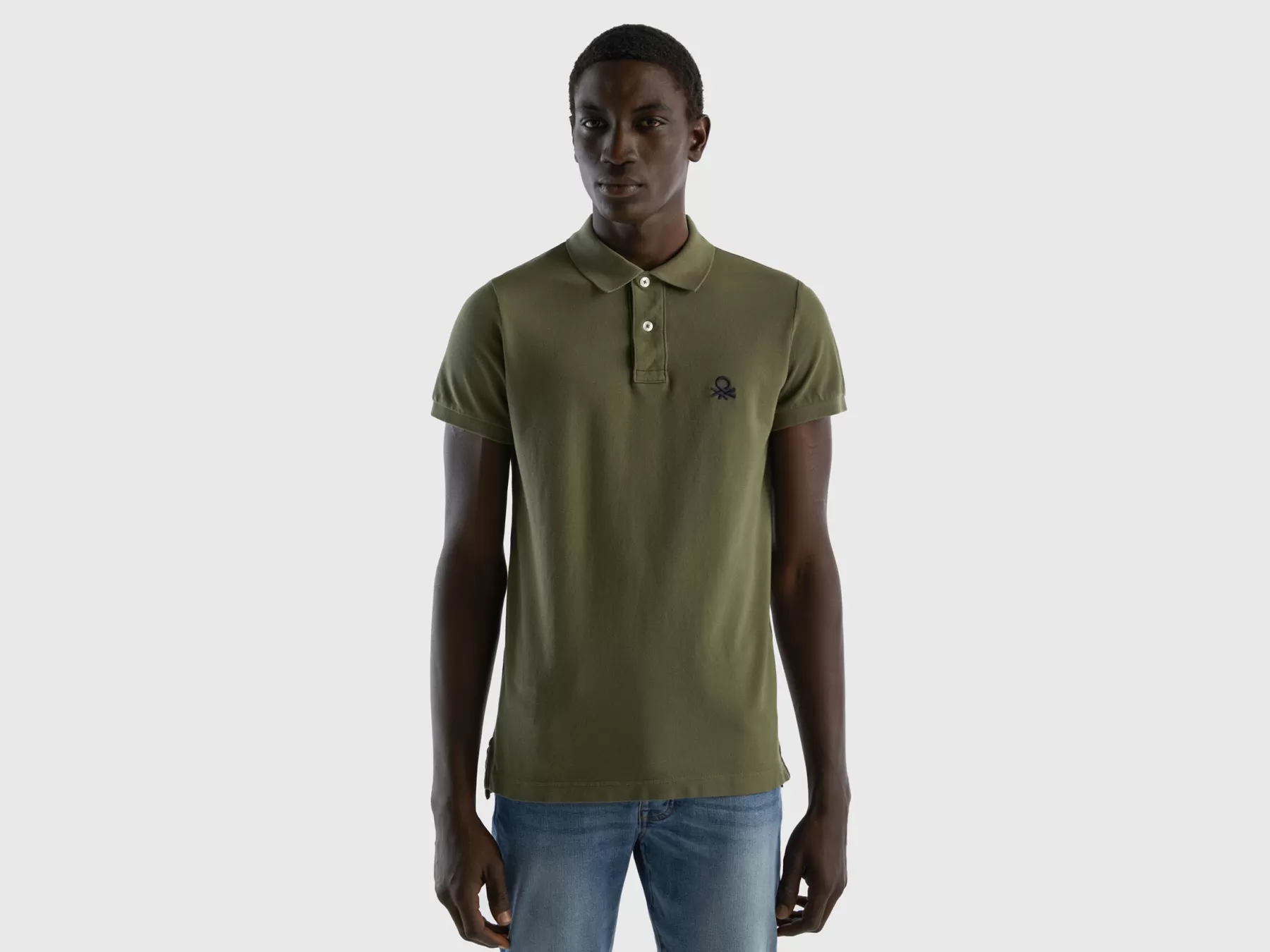 Benetton Polo Verde Slim Fit Verde Militare Best