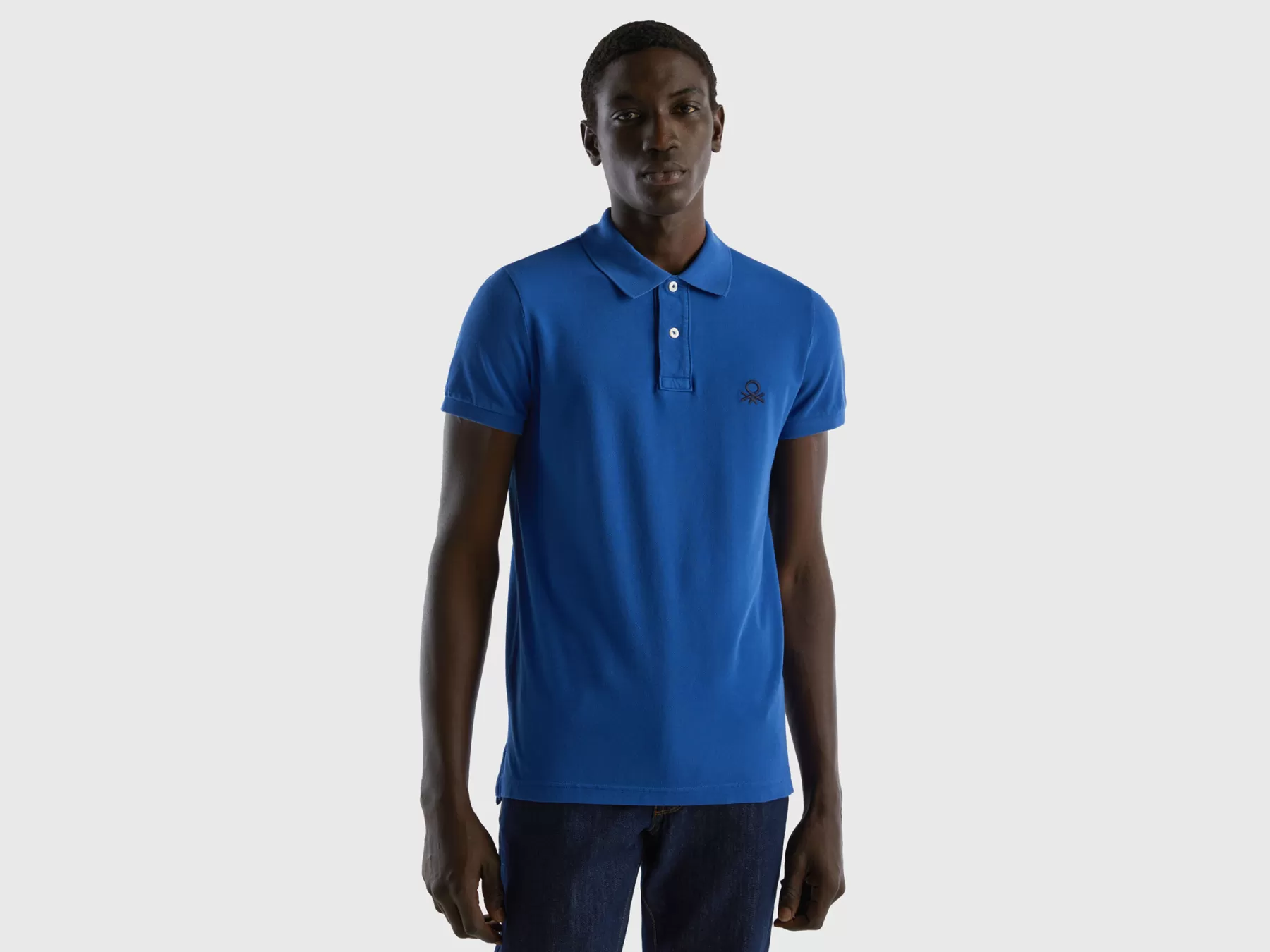 Benetton Poloslim Fit Bluette Flash Sale