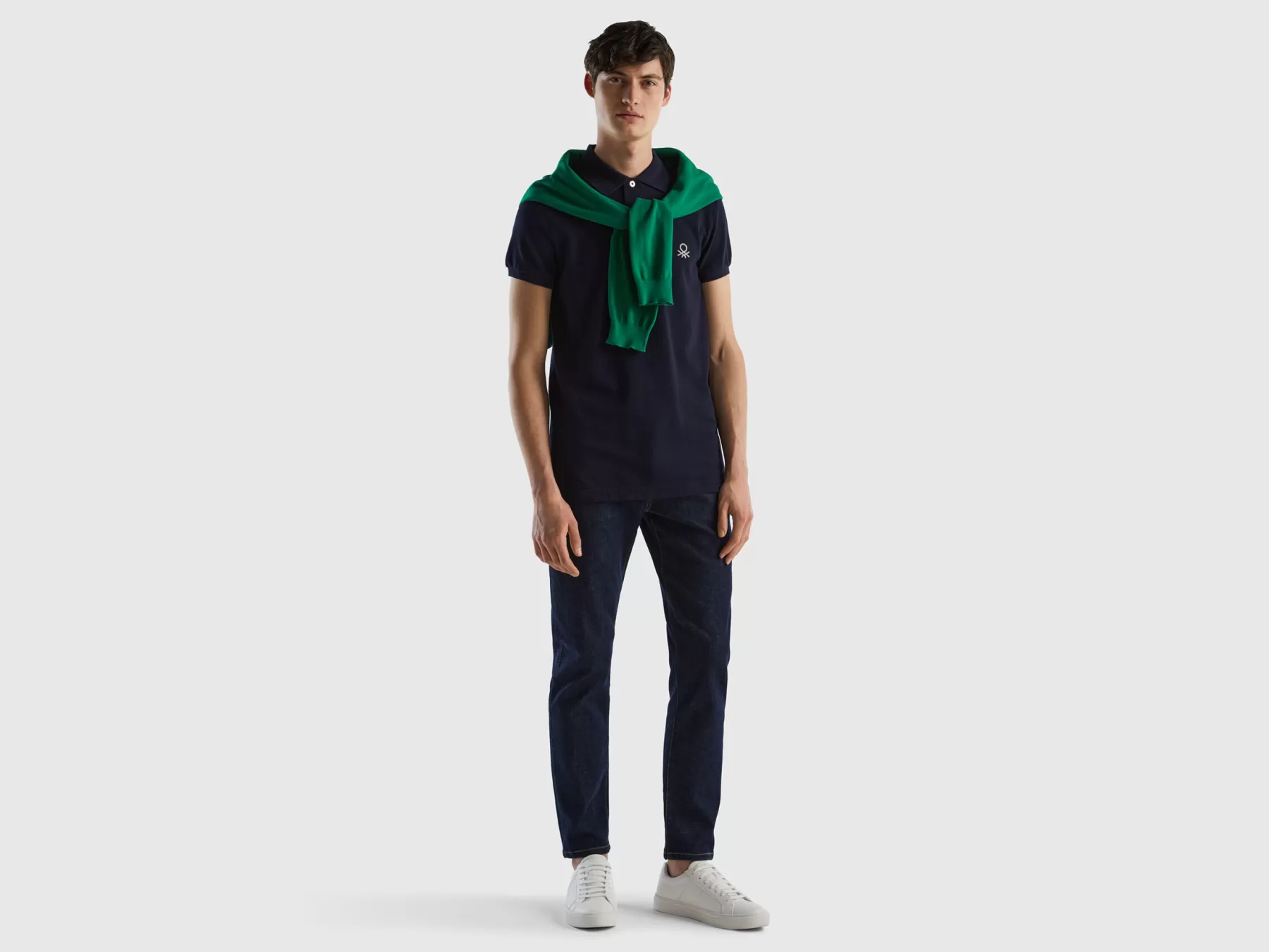 Benetton Poloslim Fit Blu Scuro Best Sale