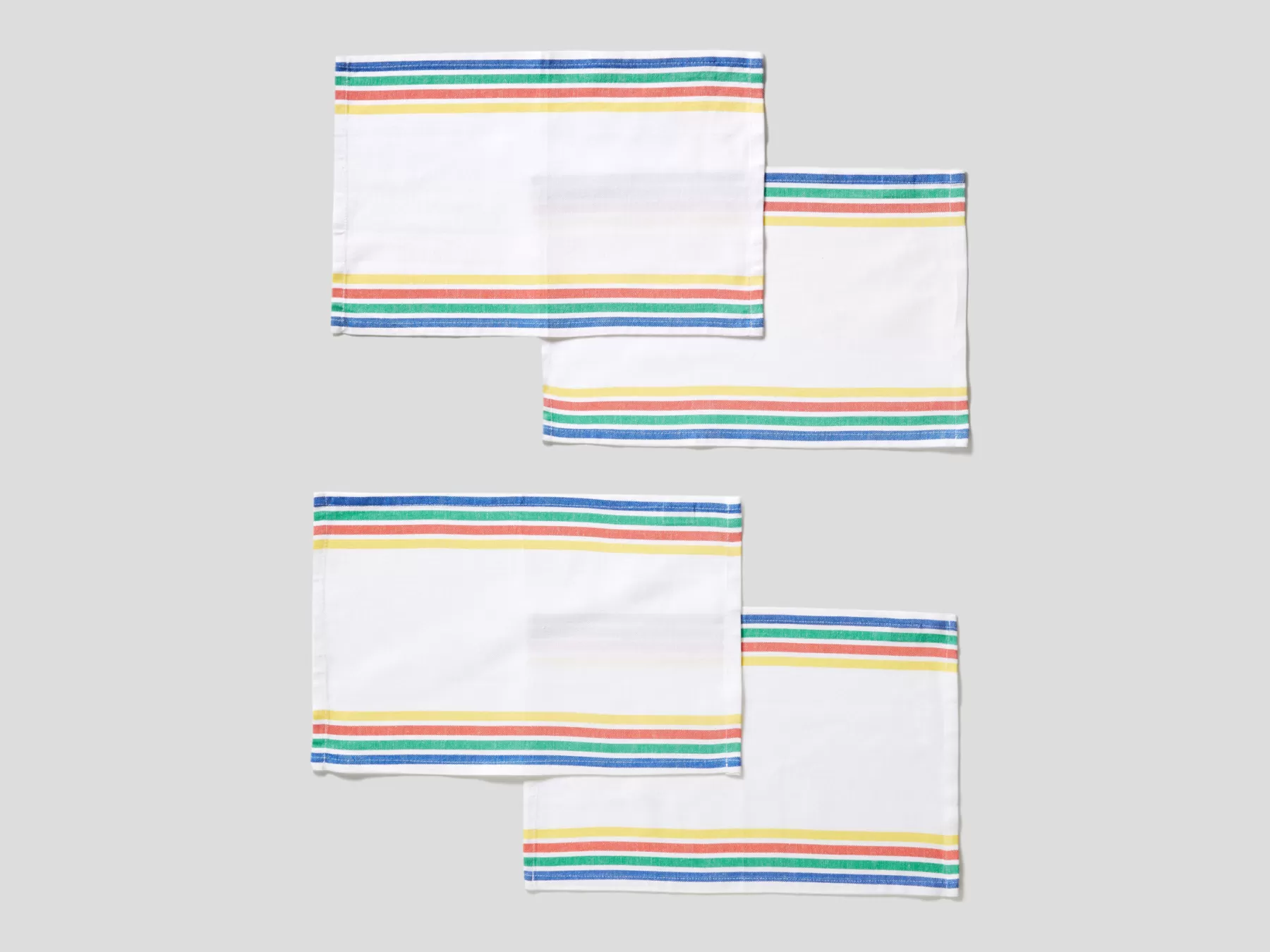 Benetton Quattro Tovagliette Con Righe Multicolor Bianco Outlet