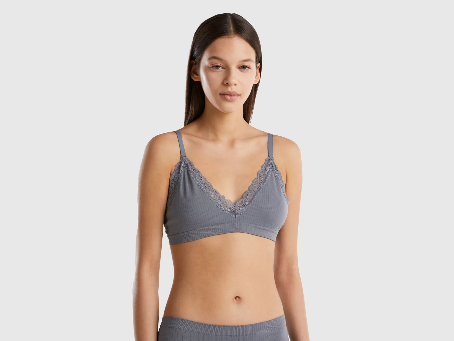 Benetton Reggiseno A Triangolo A Costine Grigio Shop