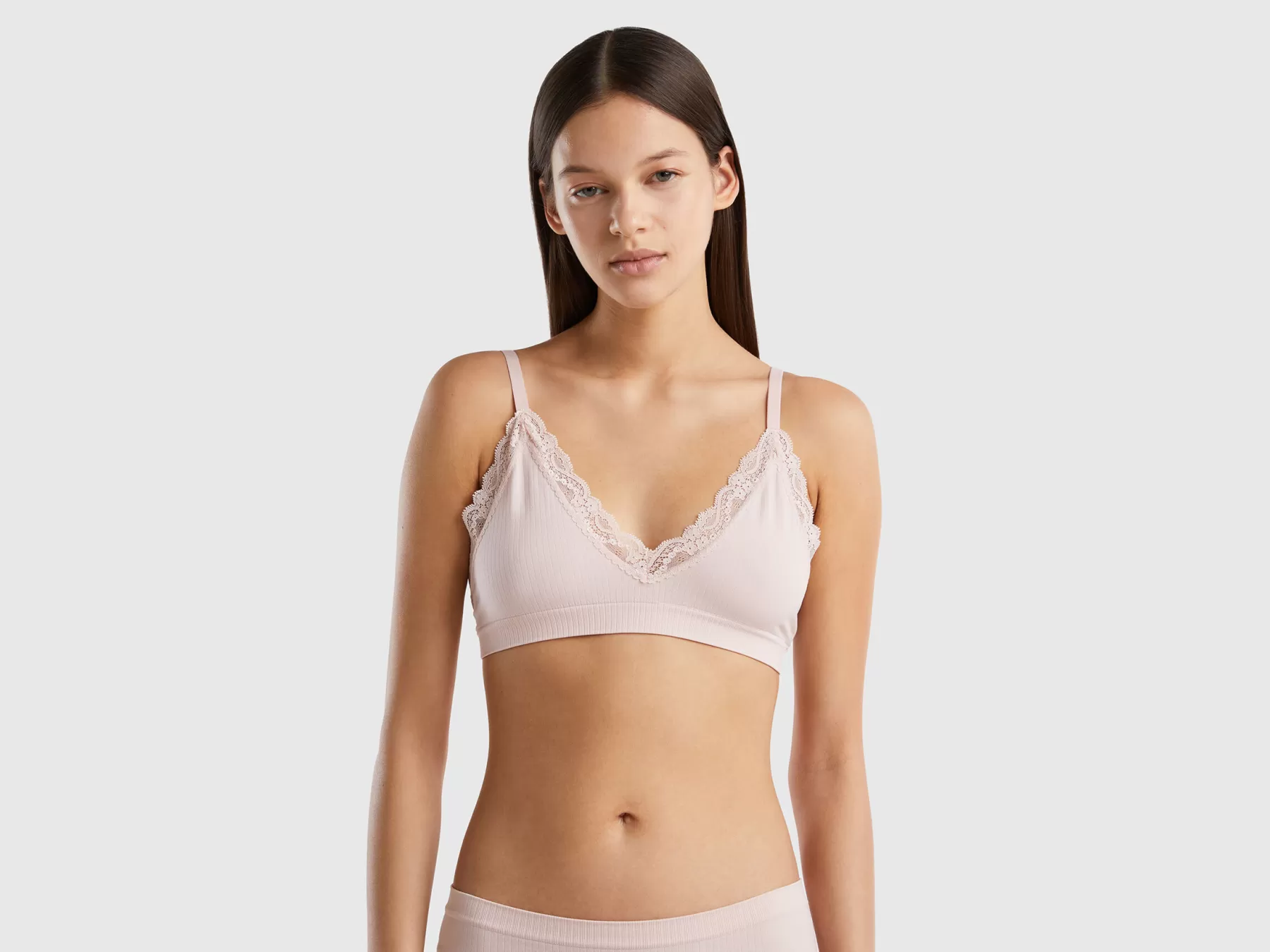 Benetton Reggiseno A Triangolo A Costine Rosa Tenue Sale