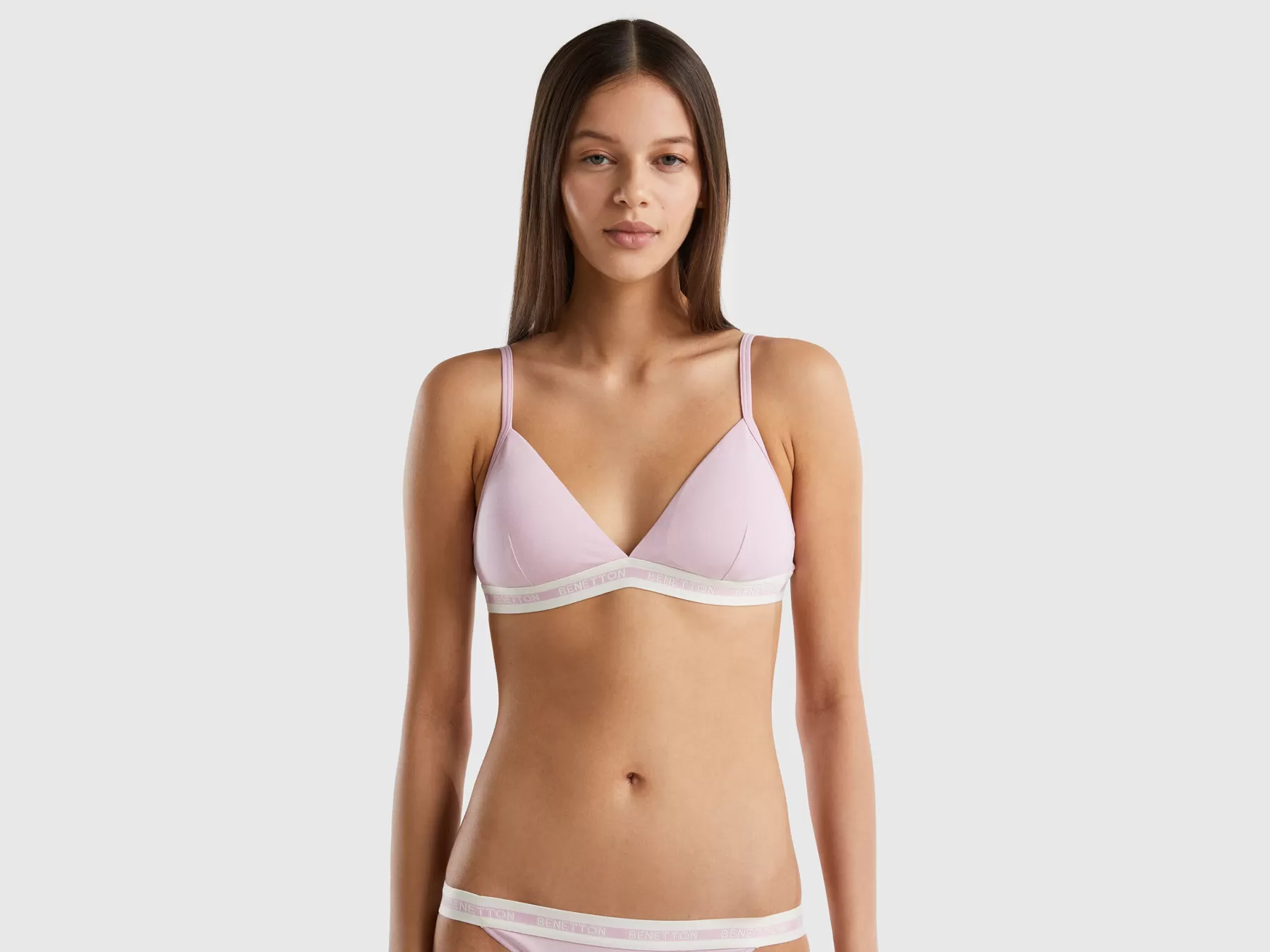 Benetton Reggiseno A Triangolo In Cotone Bio Lilla Flash Sale