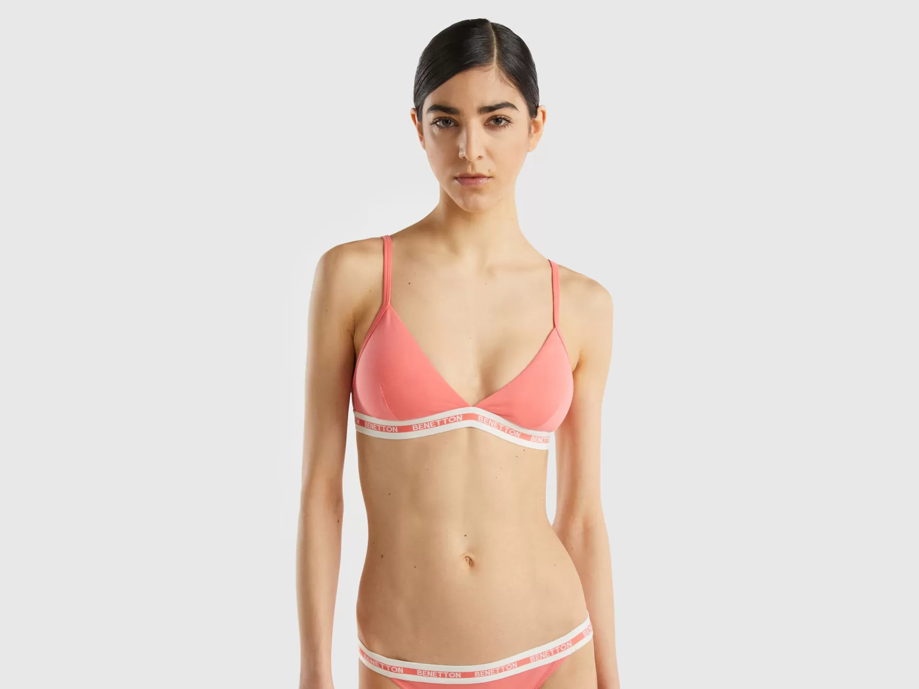 Benetton Reggiseno A Triangolo In Cotone Bio Arancione Corallo Shop