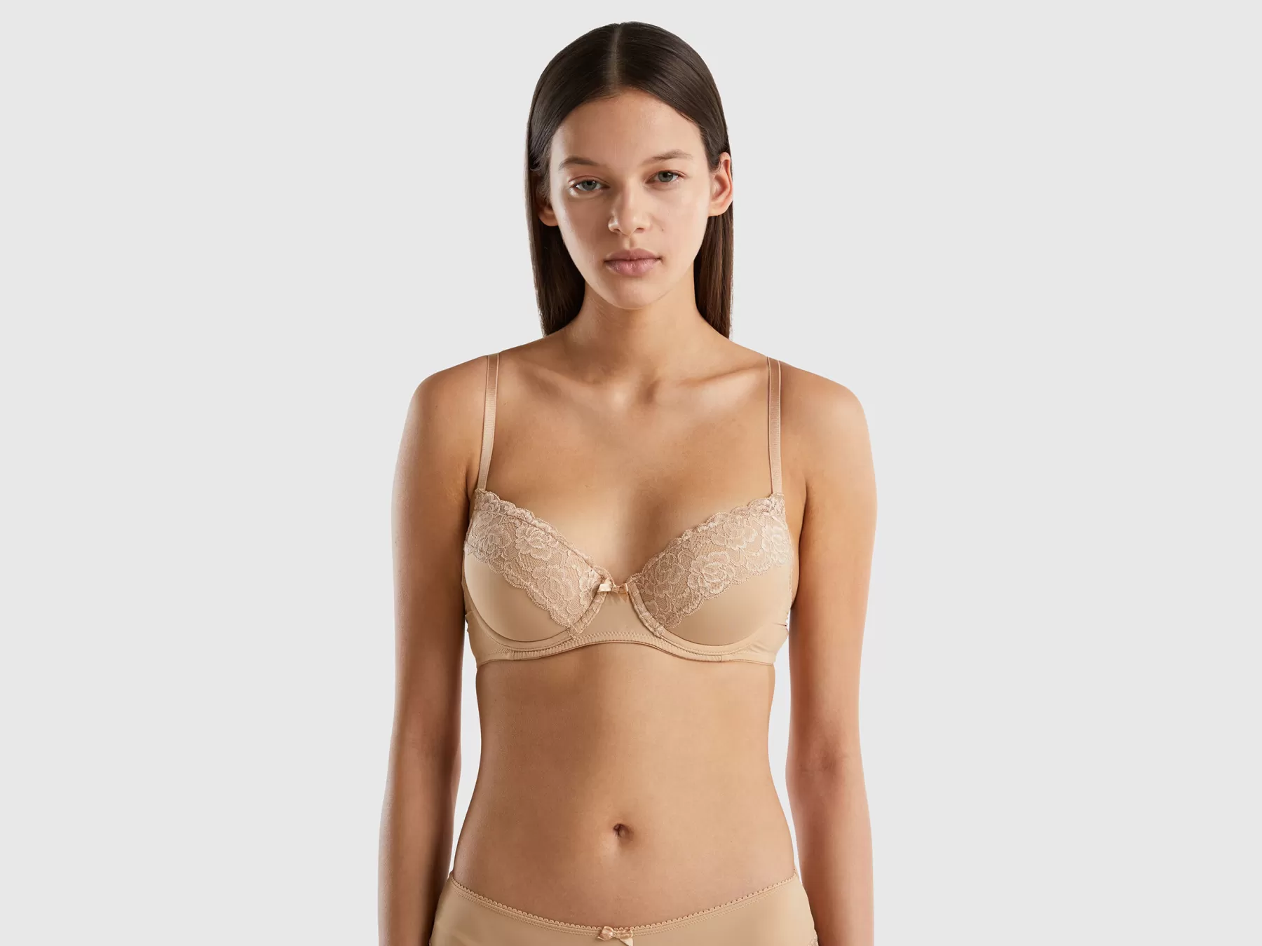 Benetton Reggiseno Imbottito Con Pizzo Rosa Carne Online