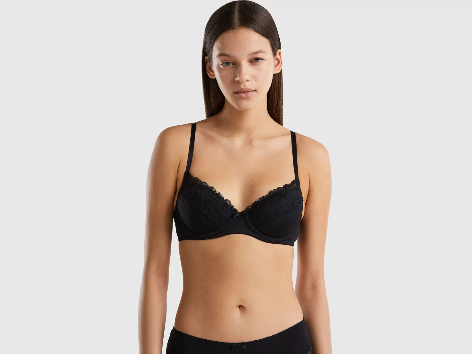 Benetton Reggiseno Imbottito Con Pizzo Nero Store