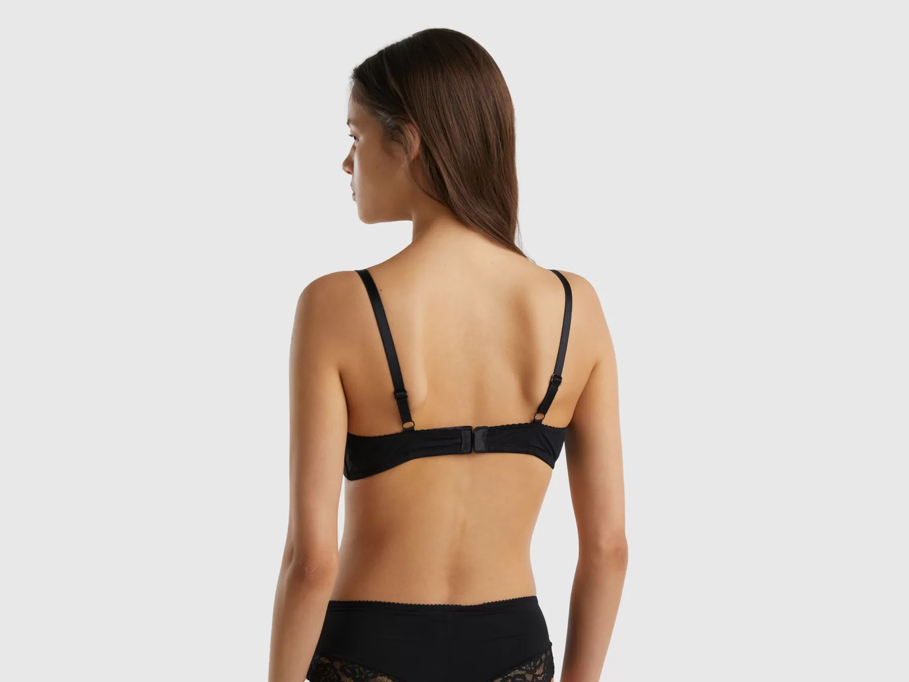 Benetton Reggiseno Imbottito Con Pizzo E Fiocco Nero Best Sale