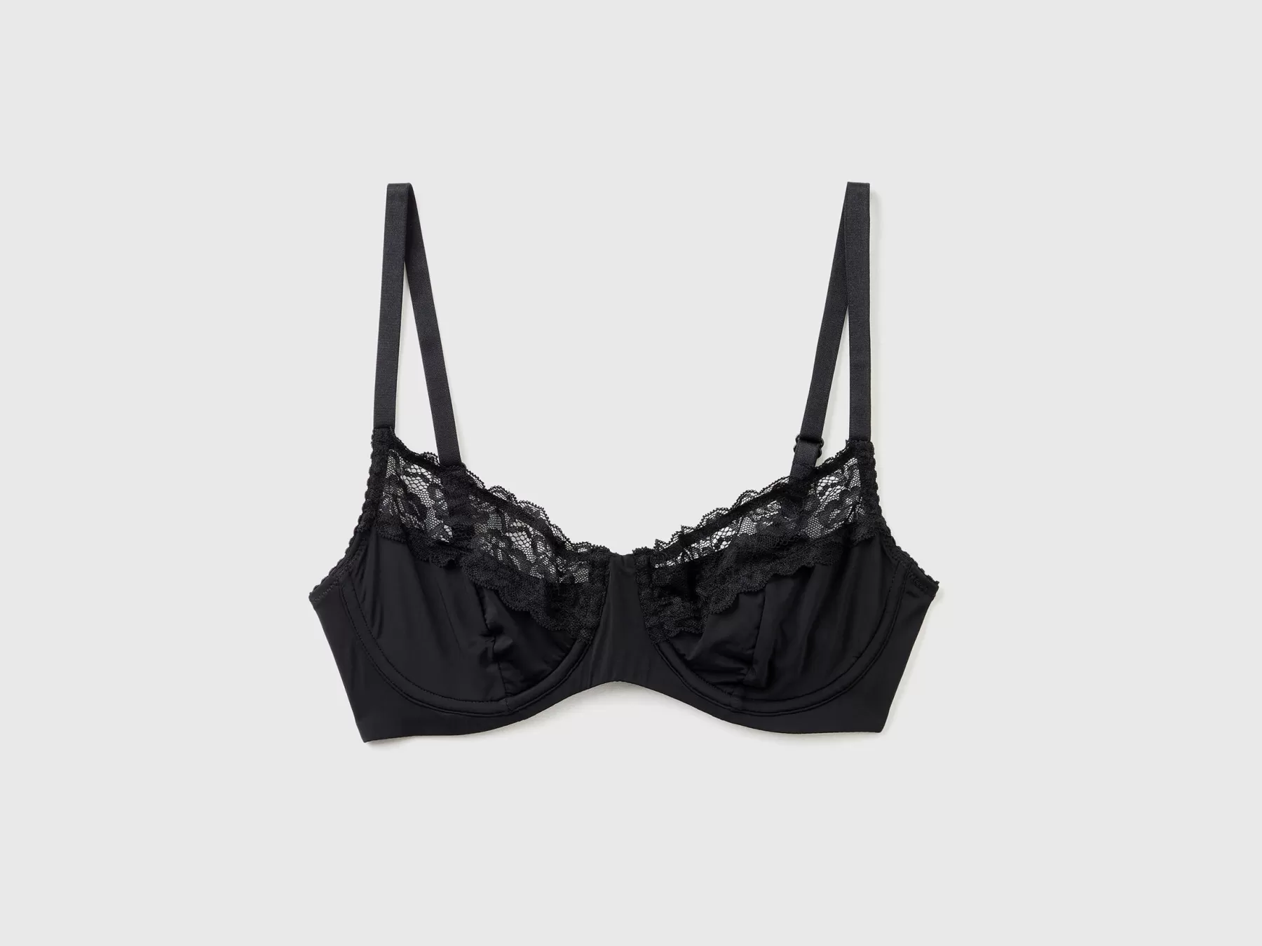 Benetton Reggiseno Imbottito Con Retina Nero Sale