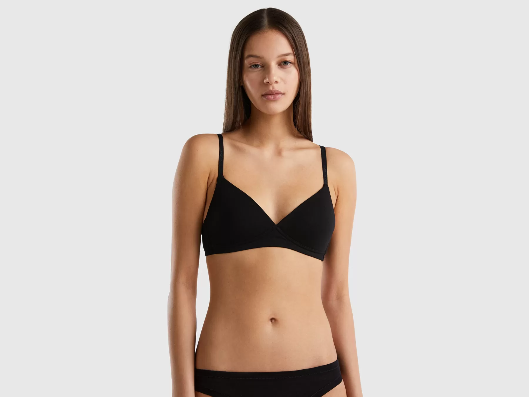 Benetton Reggiseno Imbottito In Cotone Bio Nero Outlet