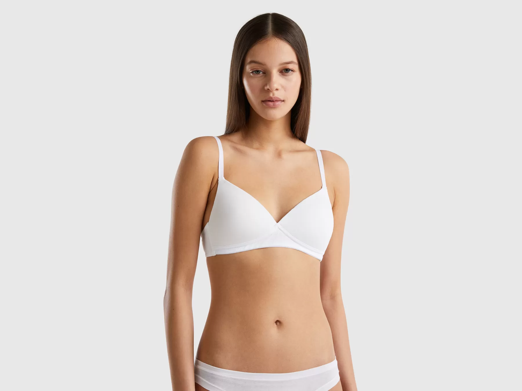 Benetton Reggiseno Imbottito In Cotone Bio Bianco Clearance