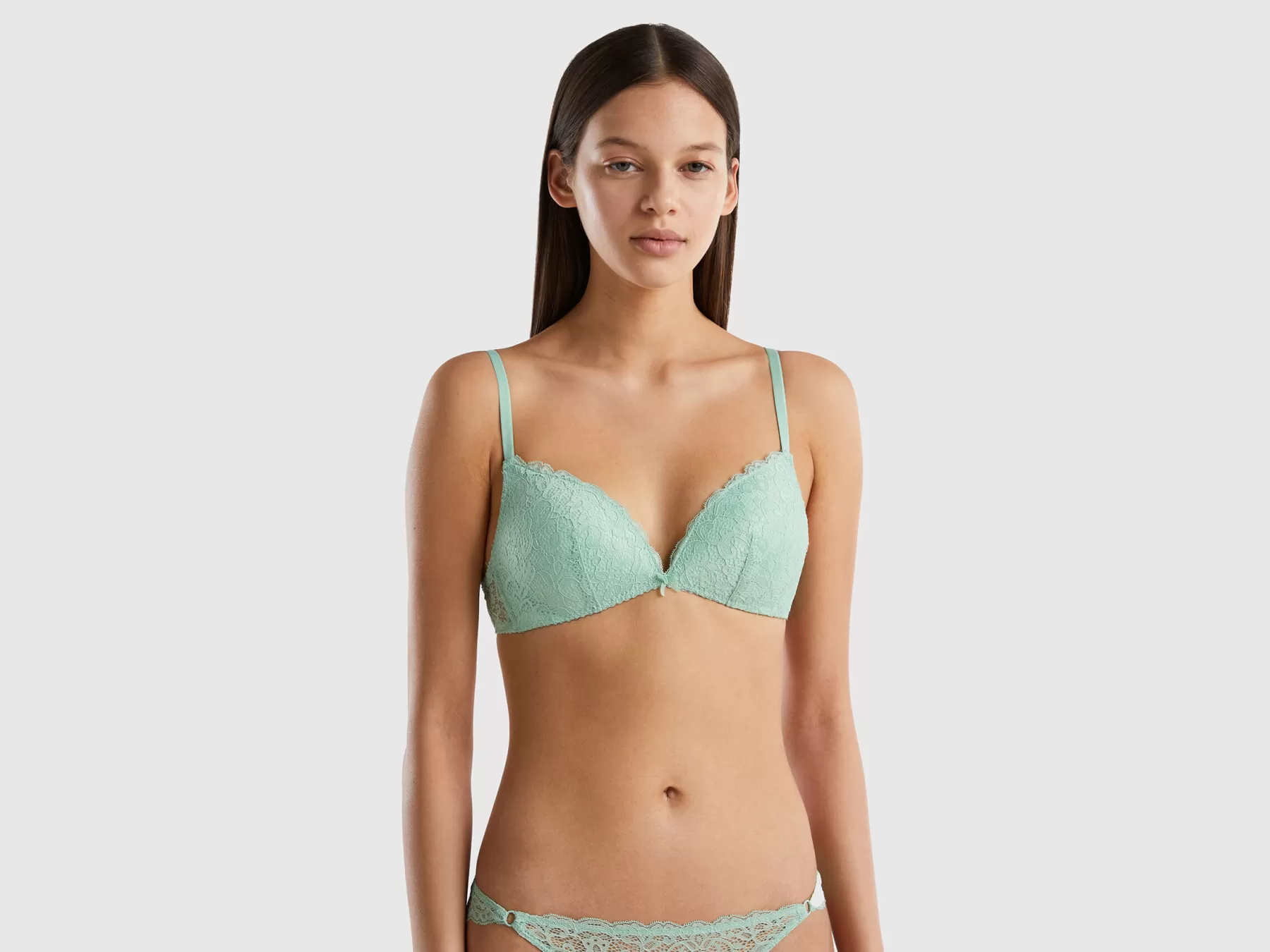 Benetton Reggiseno Imbottito In Pizzo Verde Chiaro Discount