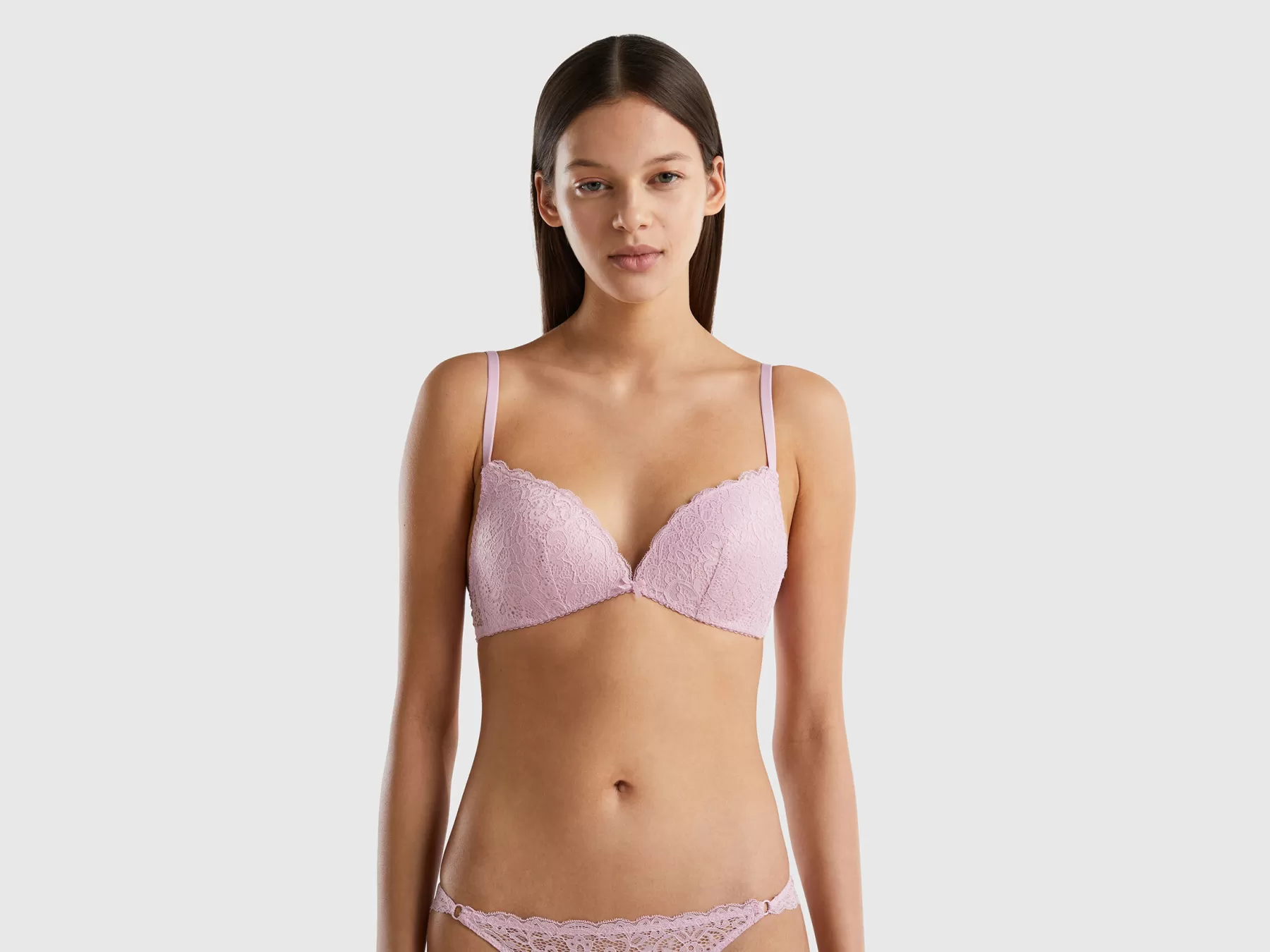 Benetton Reggiseno Imbottito In Pizzo Lilla Fashion