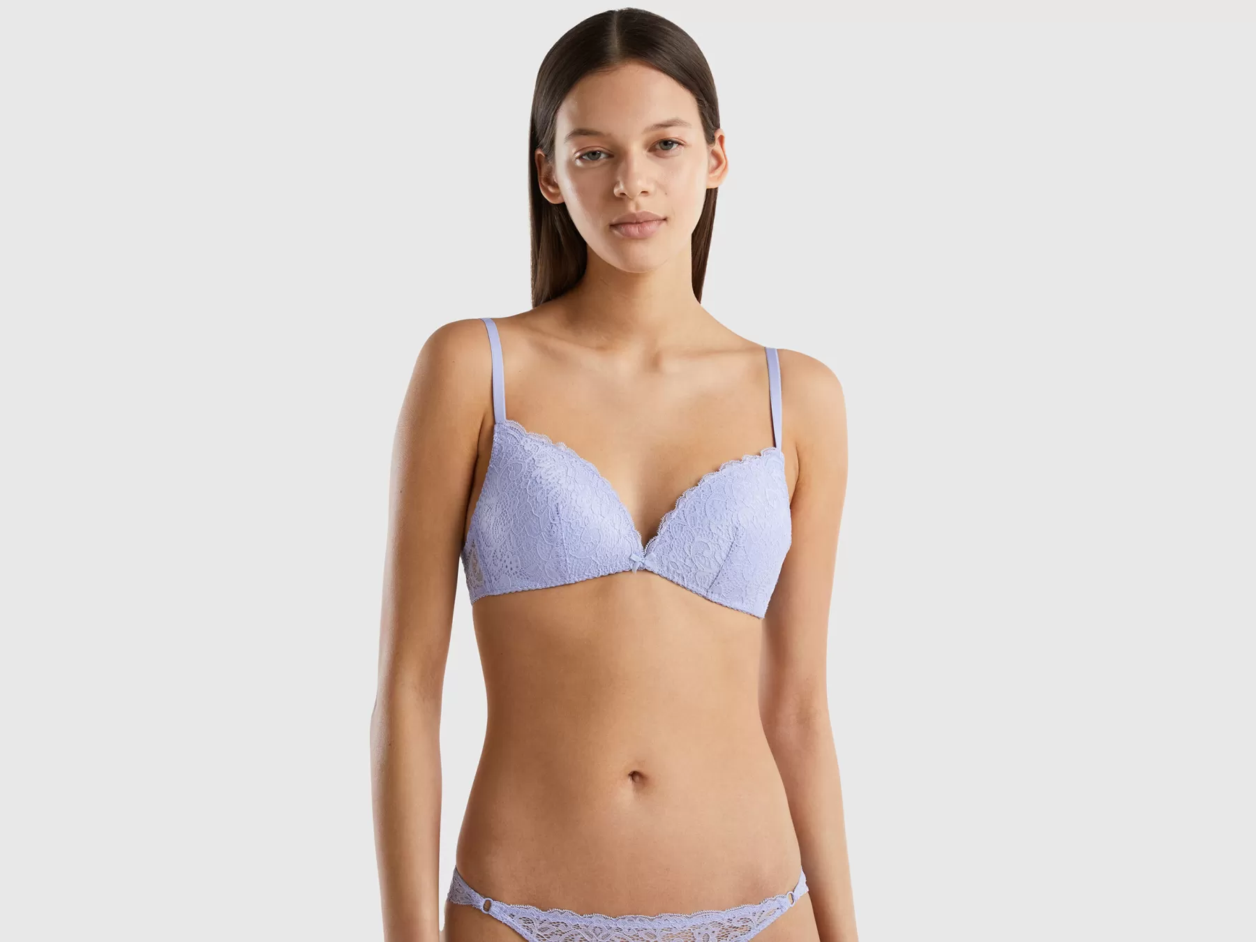 Benetton Reggiseno Imbottito In Pizzo Lavanda Hot