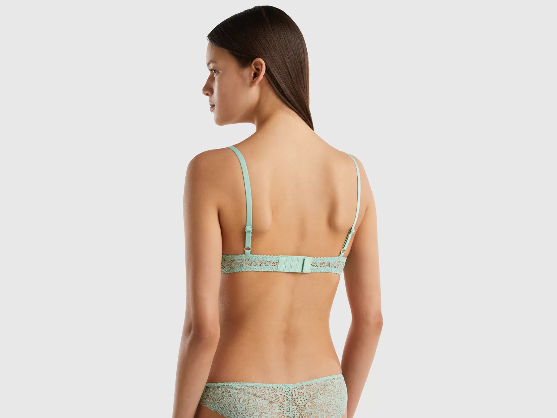 Benetton Reggiseno Imbottito In Pizzo Verde Chiaro Discount