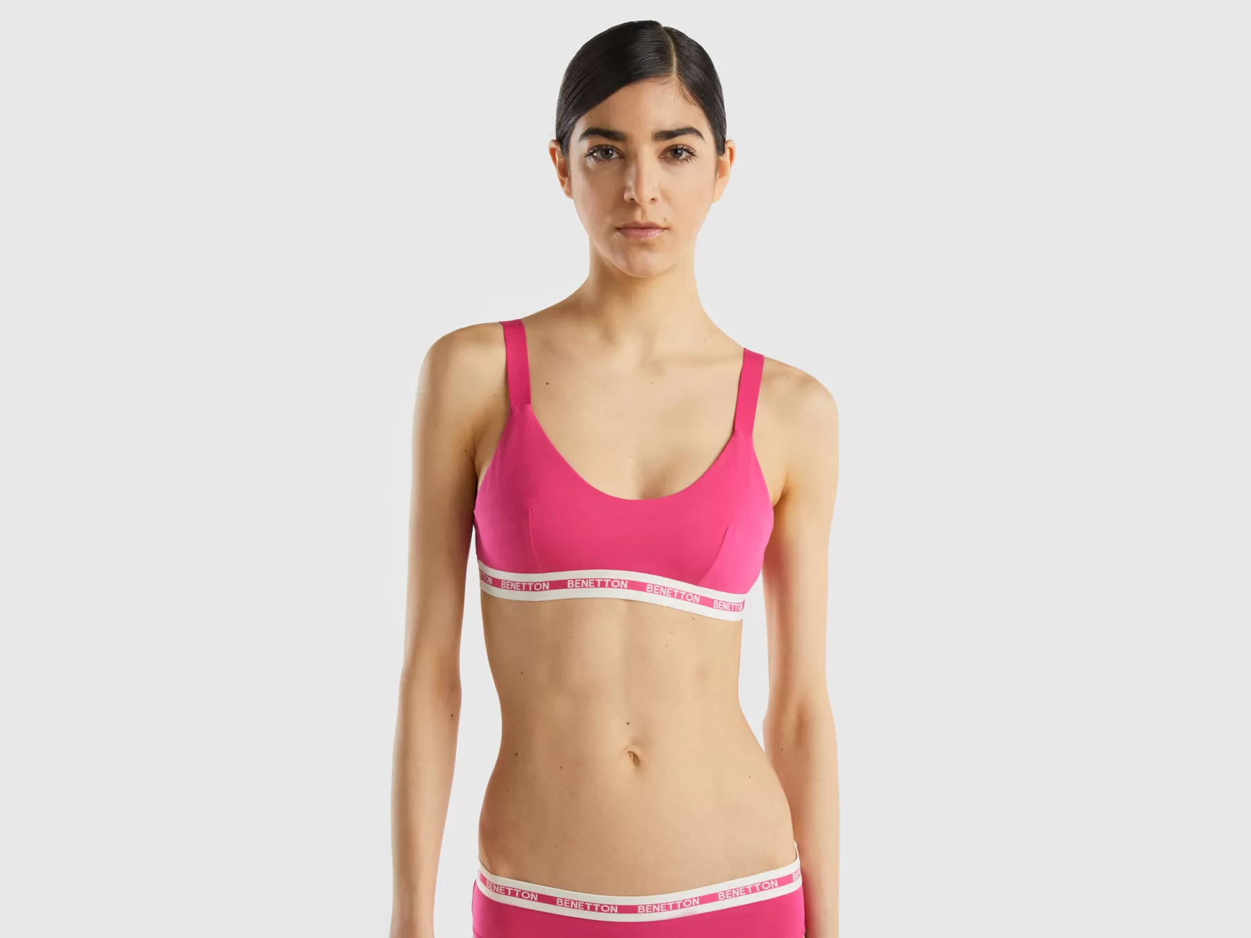 Benetton Reggiseno Semi Imbottito In Cotone Bio Fucsia Hot