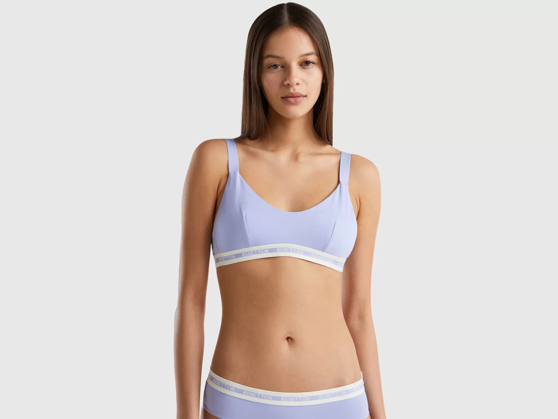 Benetton Reggiseno Semi Imbottito In Cotone Bio Lavanda Outlet