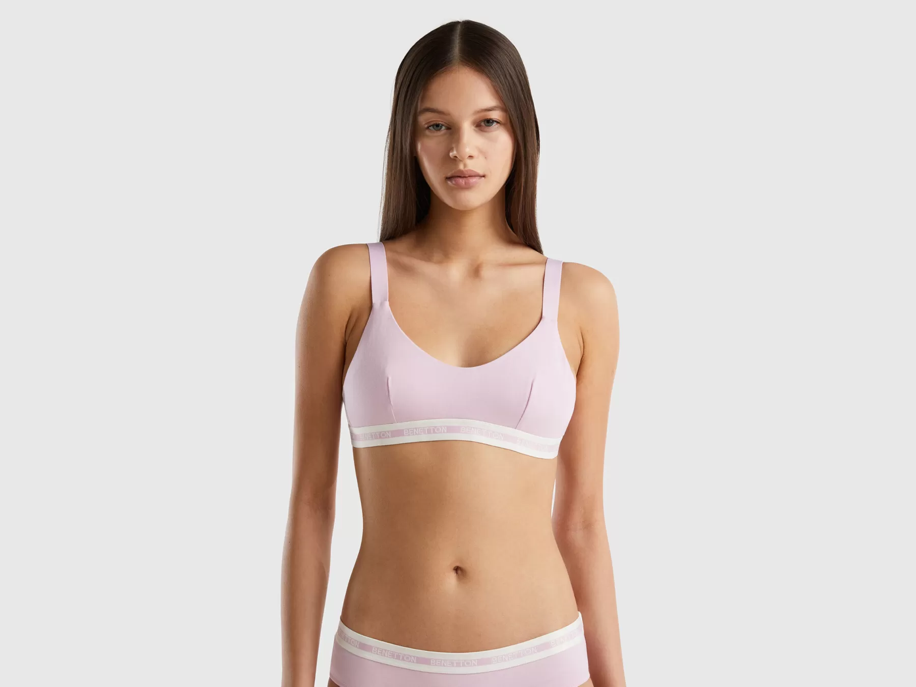 Benetton Reggiseno Semi Imbottito In Cotone Bio Lilla Cheap