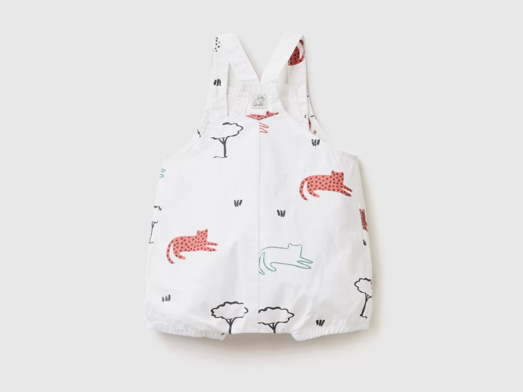 Benetton Salopette Con Stampa Animali Bianco Flash Sale