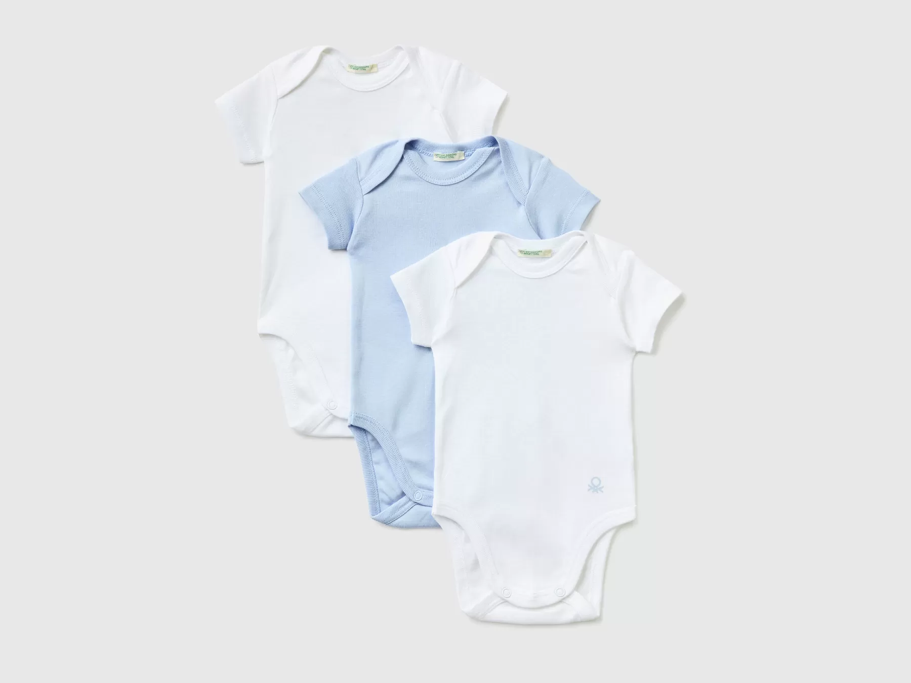 Benetton Set Body Tinta Unita In Cotone Bio Azzurro Flash Sale