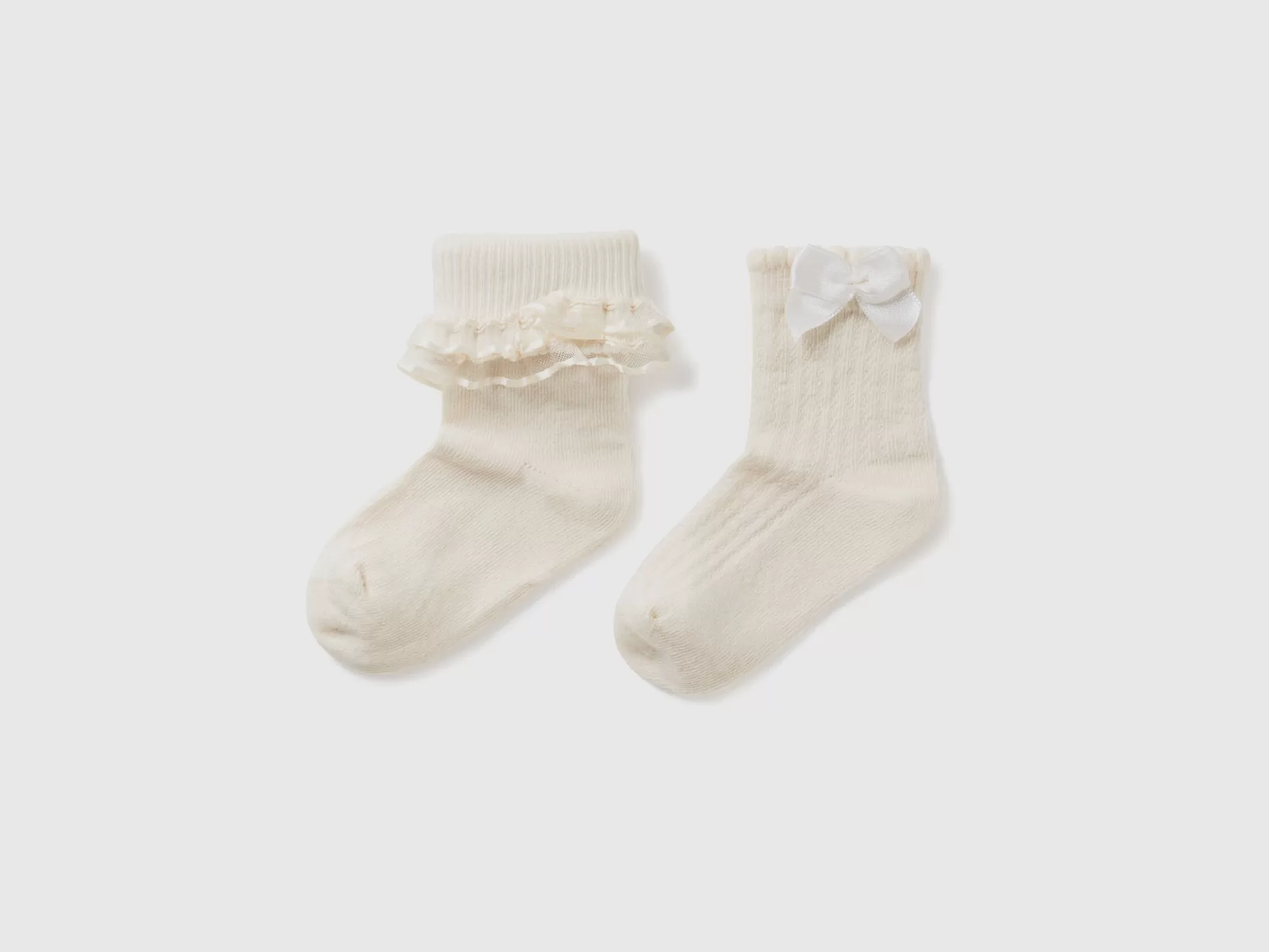 Benetton Set Calzini In Misto Cotone Bianco Flash Sale