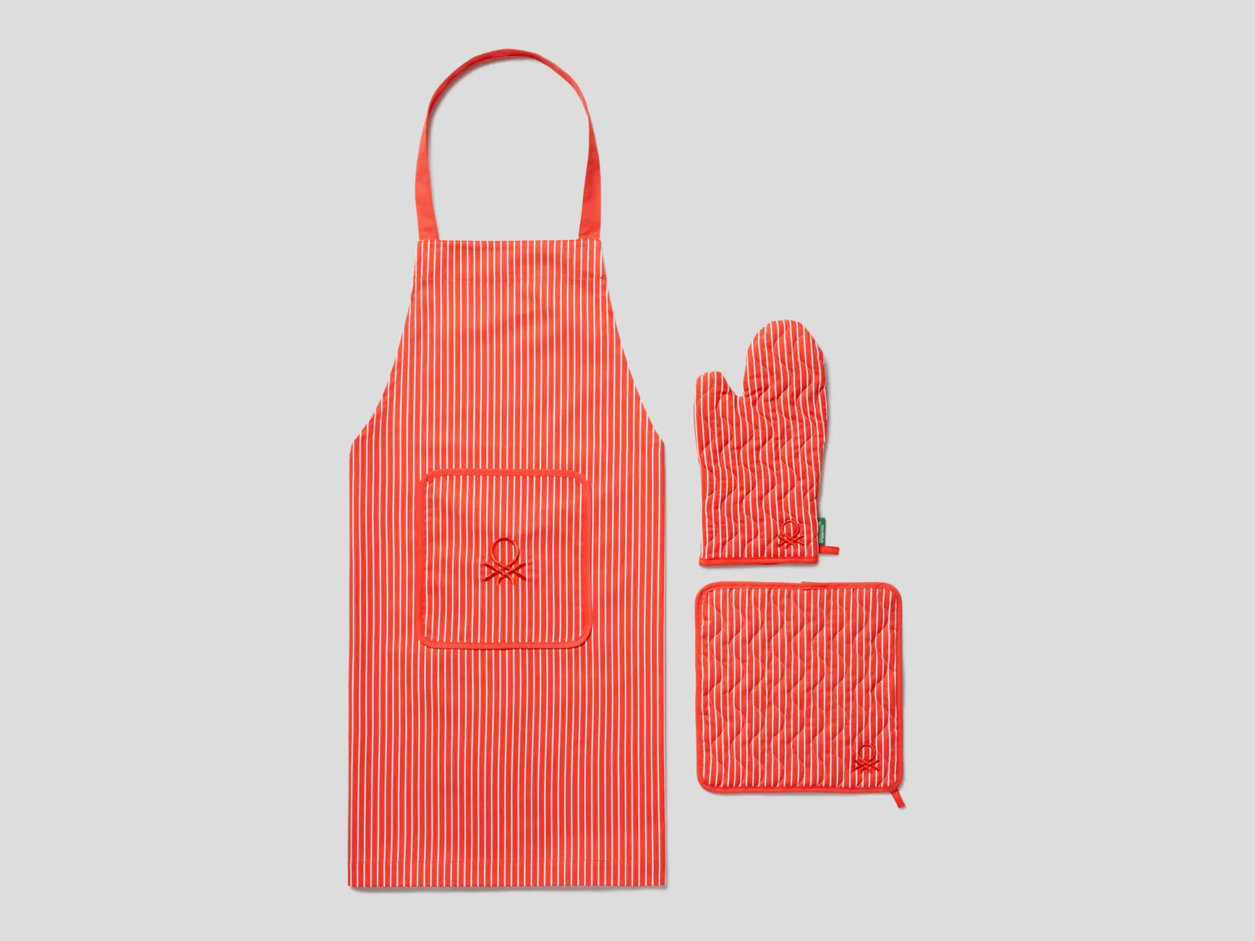 Benetton Set Grembiule, Presina E Guanto Da Forno Rosso Cheap