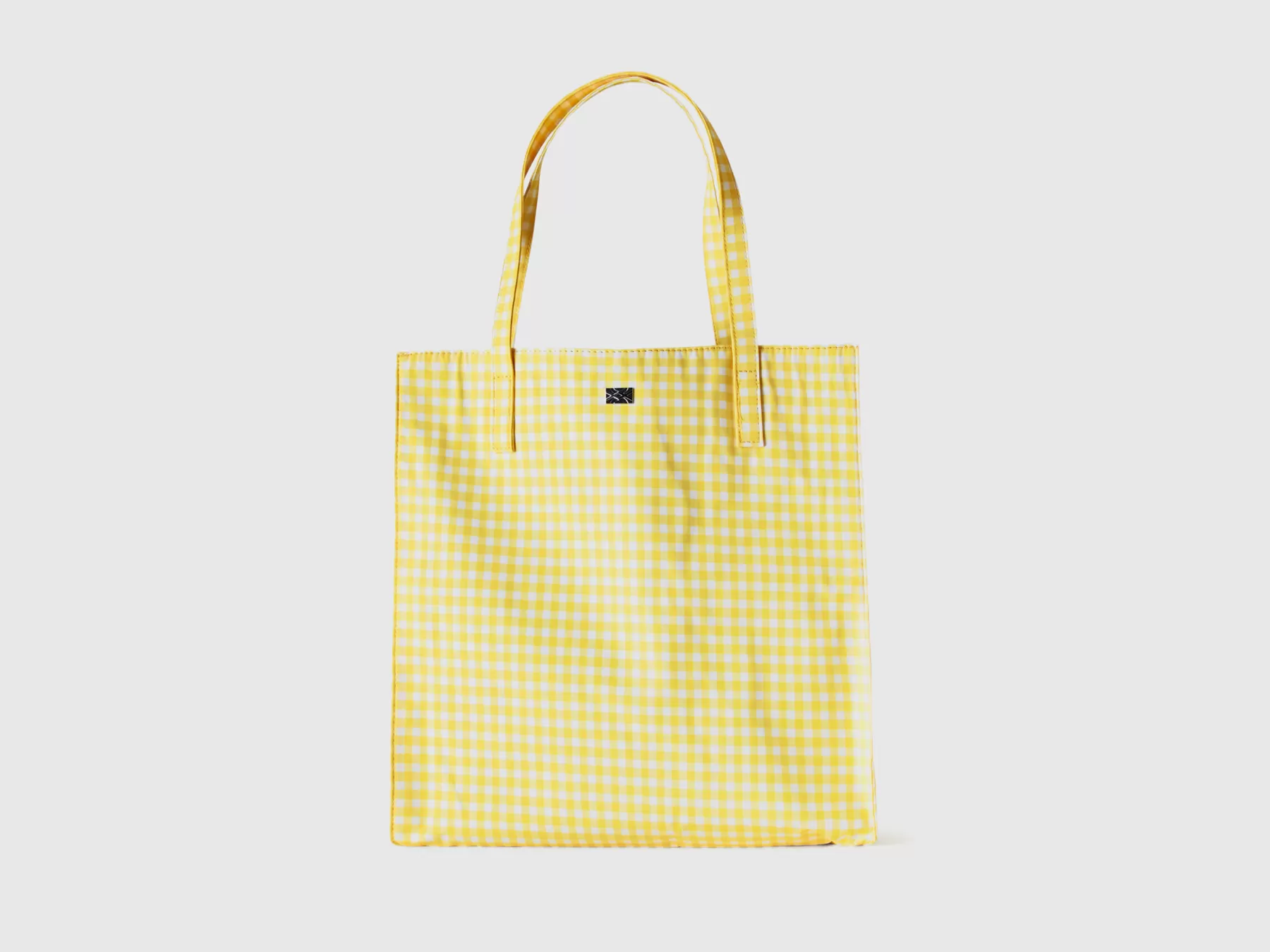 Benetton Shopping Bag Gialla Vichy Giallo Cheap