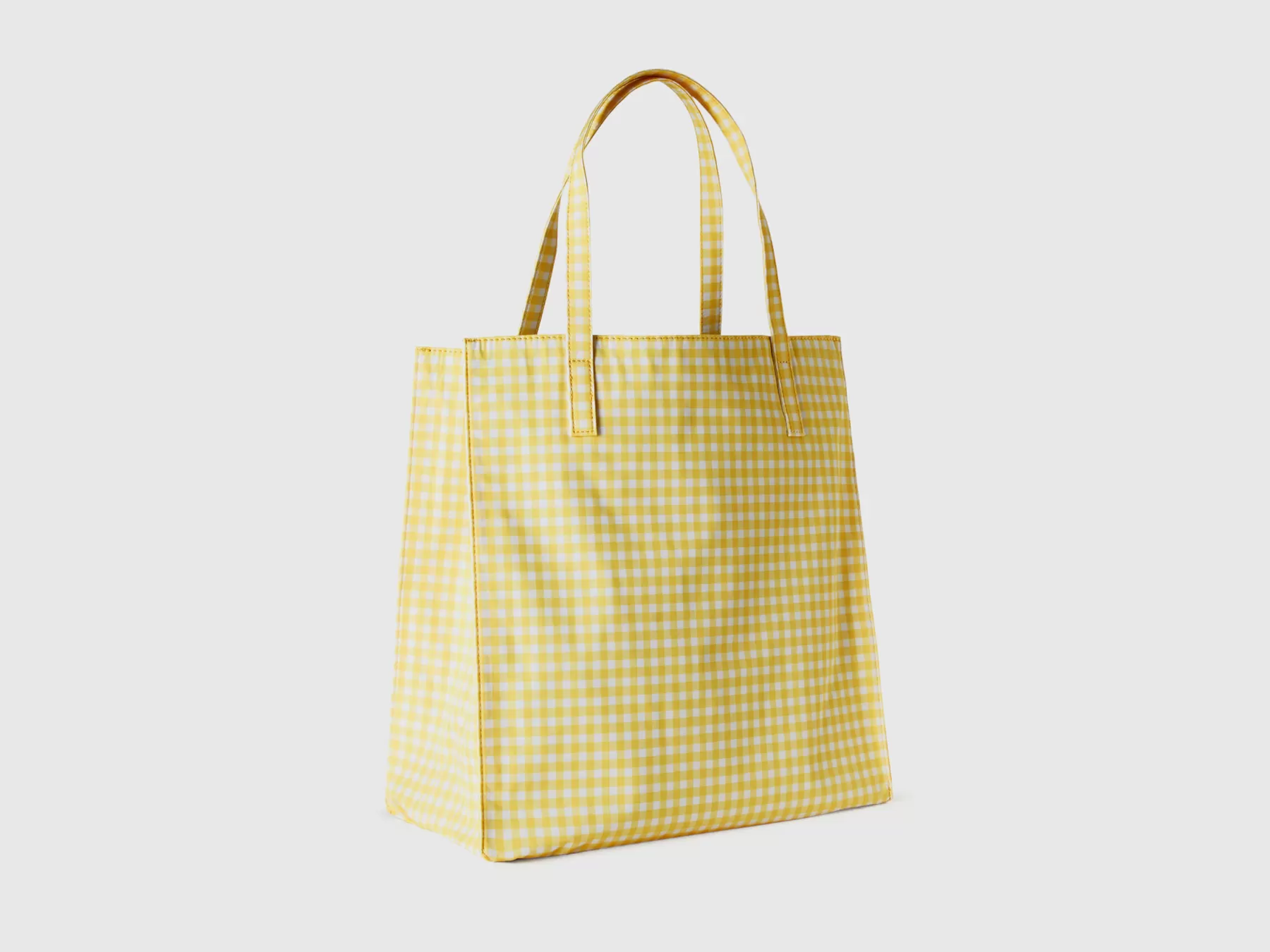 Benetton Shopping Bag Gialla Vichy Giallo Cheap