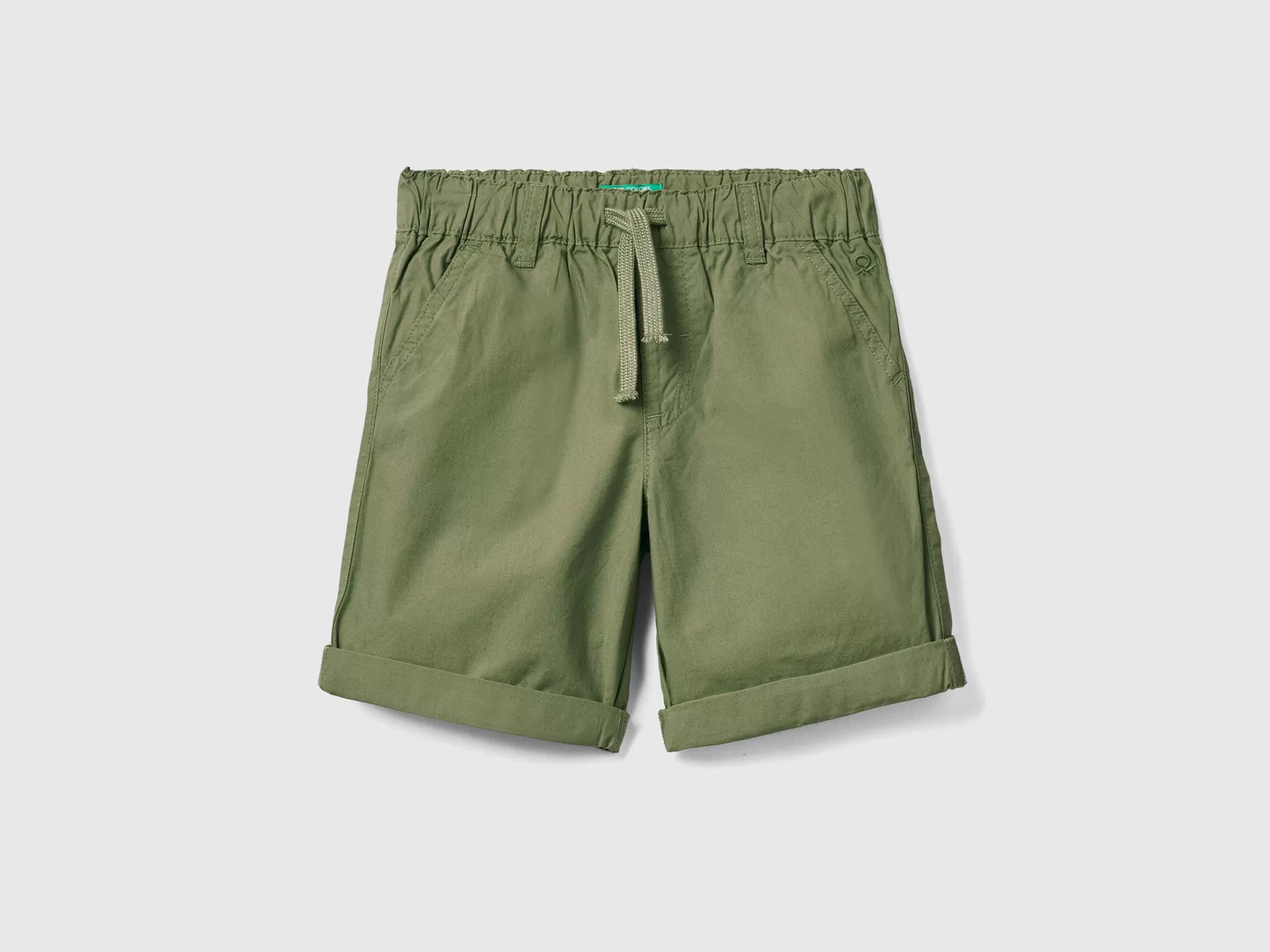 Benetton Shorts 100% Cotone Con Coulisse Verde Militare Online