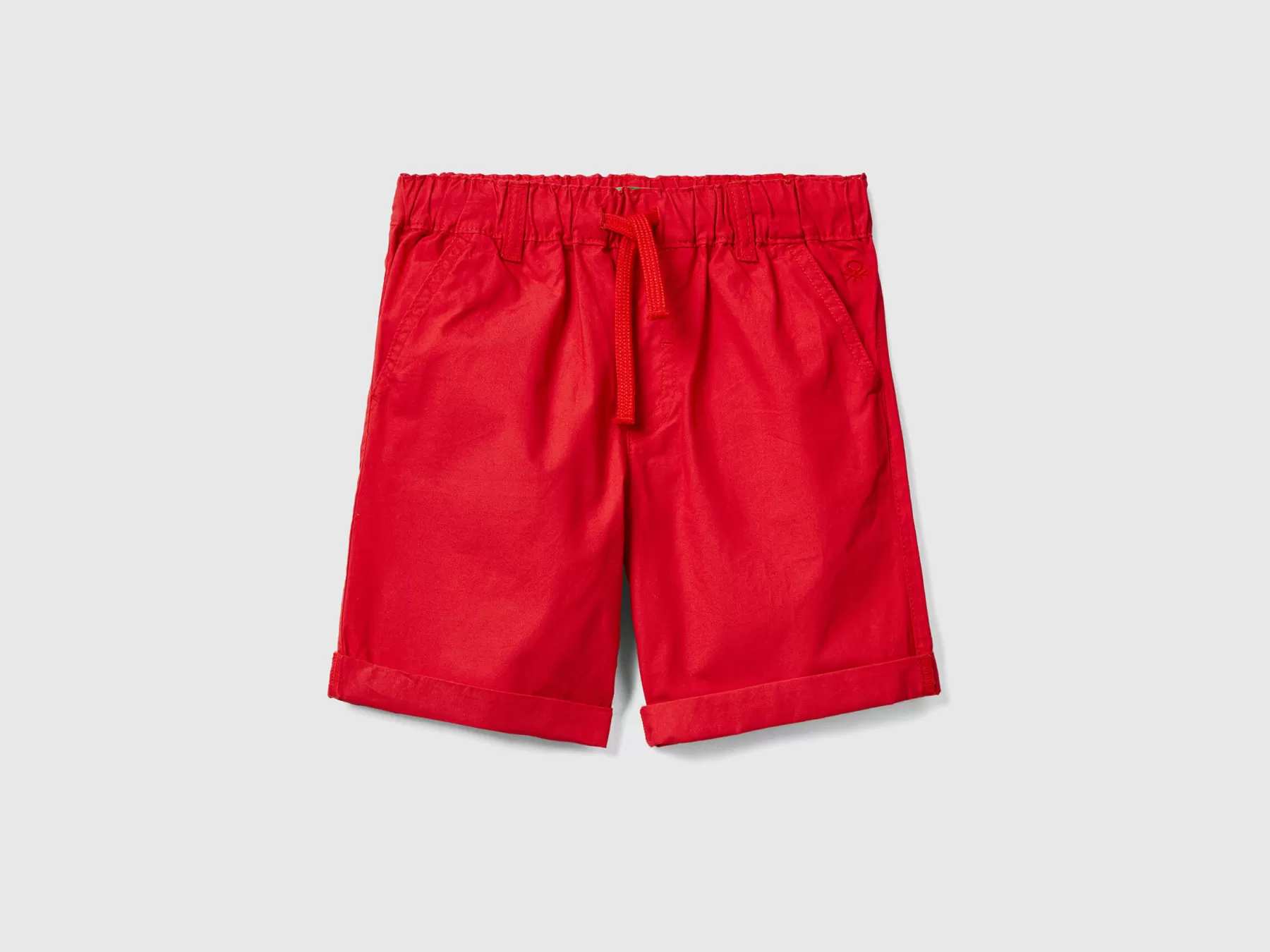 Benetton Shorts 100% Cotone Con Coulisse Rosso New