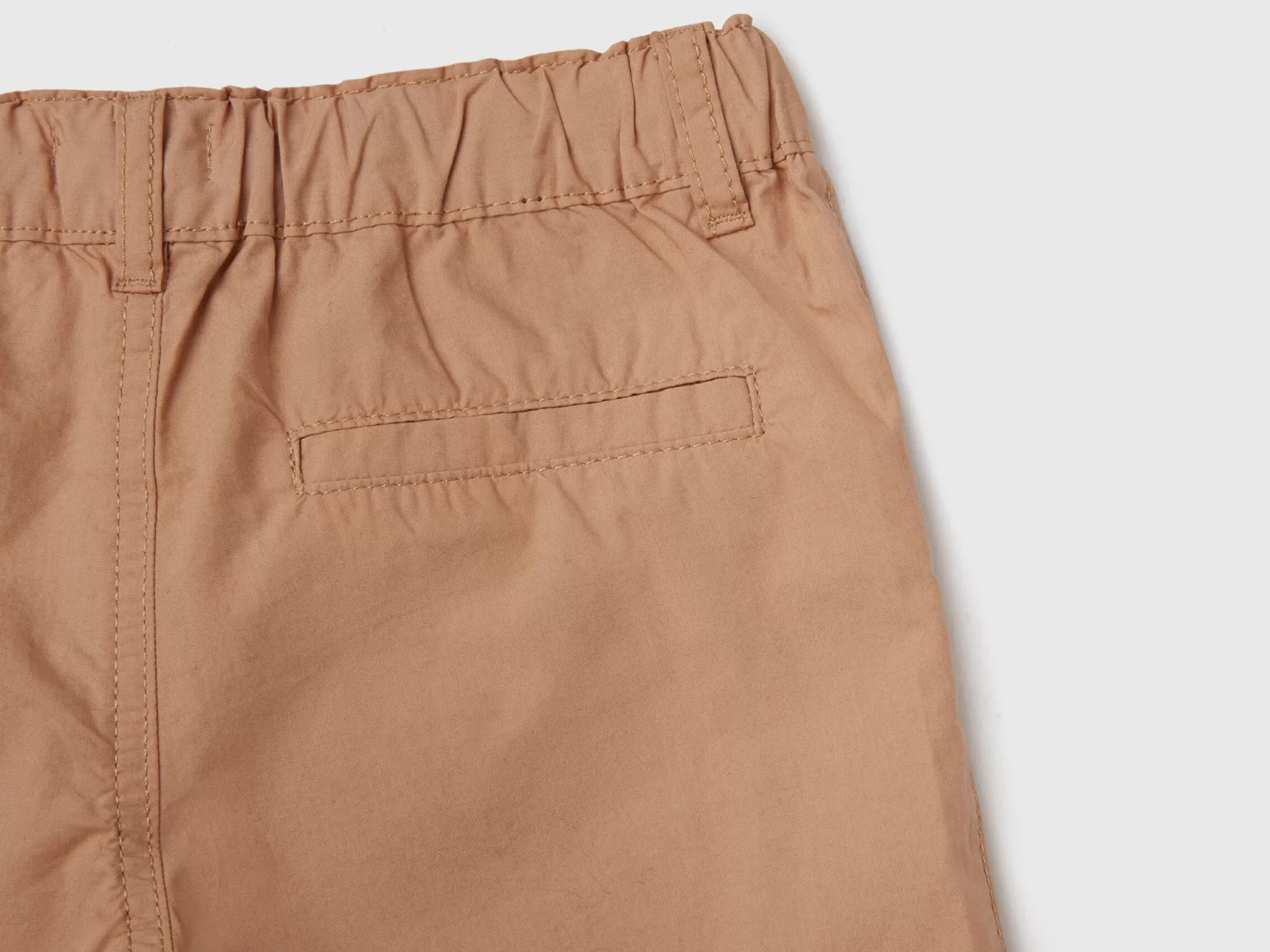 Benetton Shorts 100% Cotone Con Coulisse Cammello Flash Sale