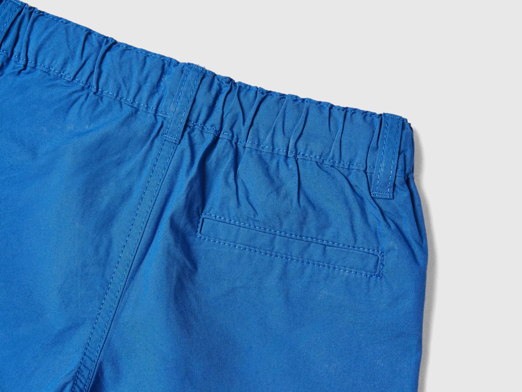 Benetton Shorts 100% Cotone Con Coulisse Bluette Outlet