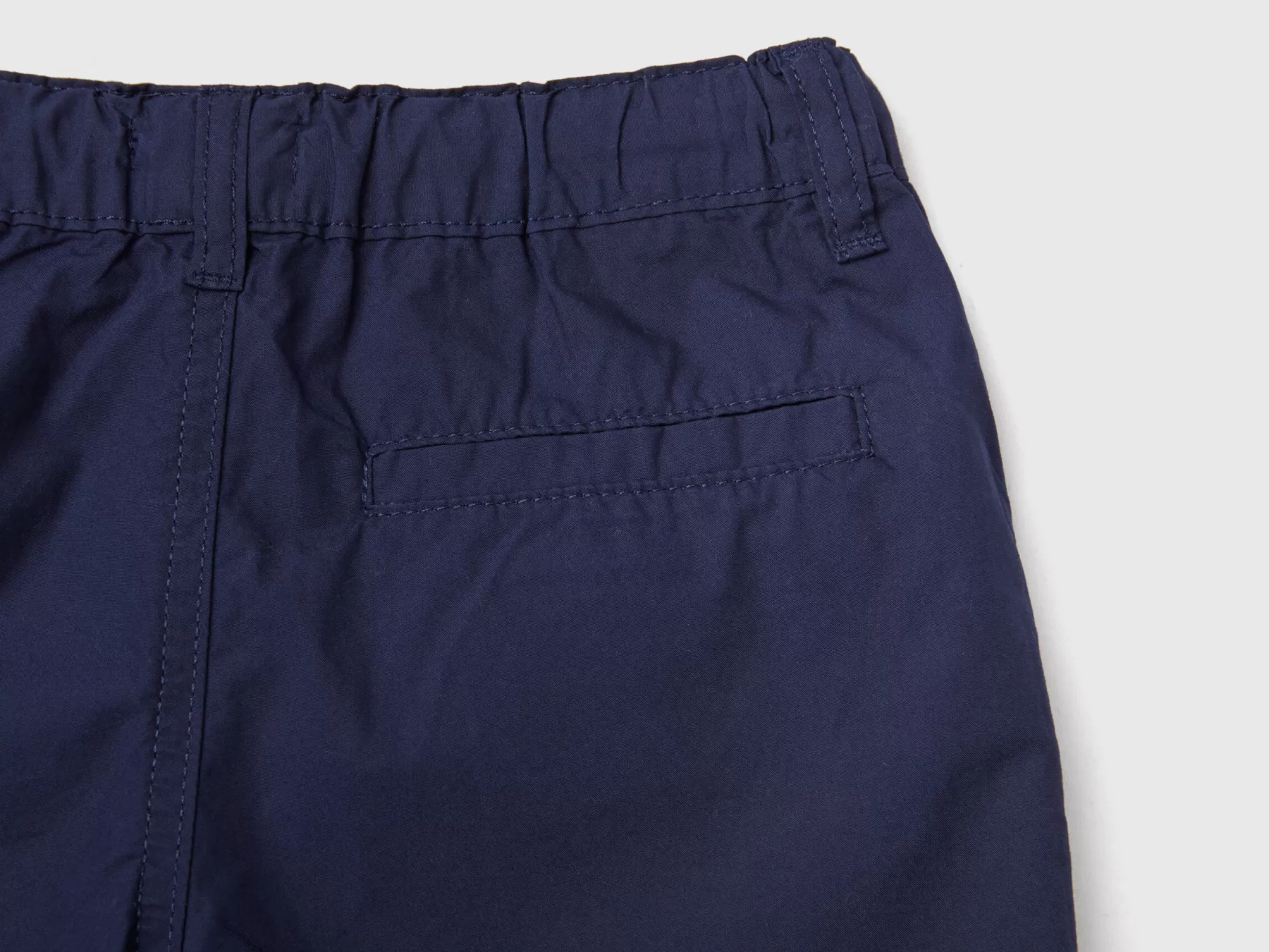 Benetton Shorts 100% Cotone Con Coulisse Blu Scuro Cheap