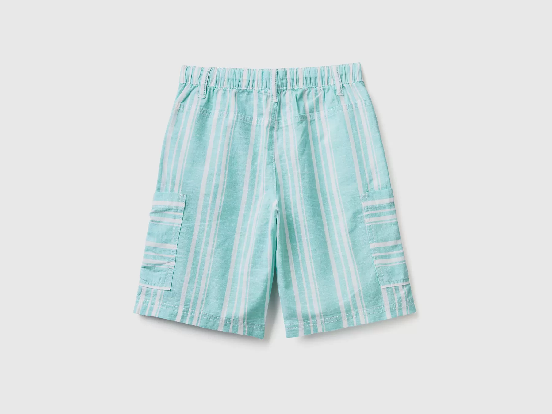 Benetton Shorts Cargo A Righe Azzurro New