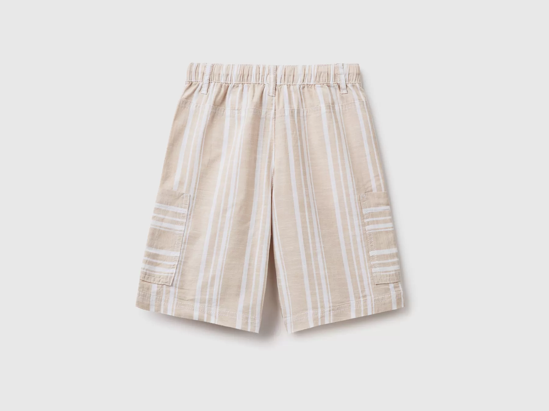 Benetton Shorts Cargo A Righe Beige Online