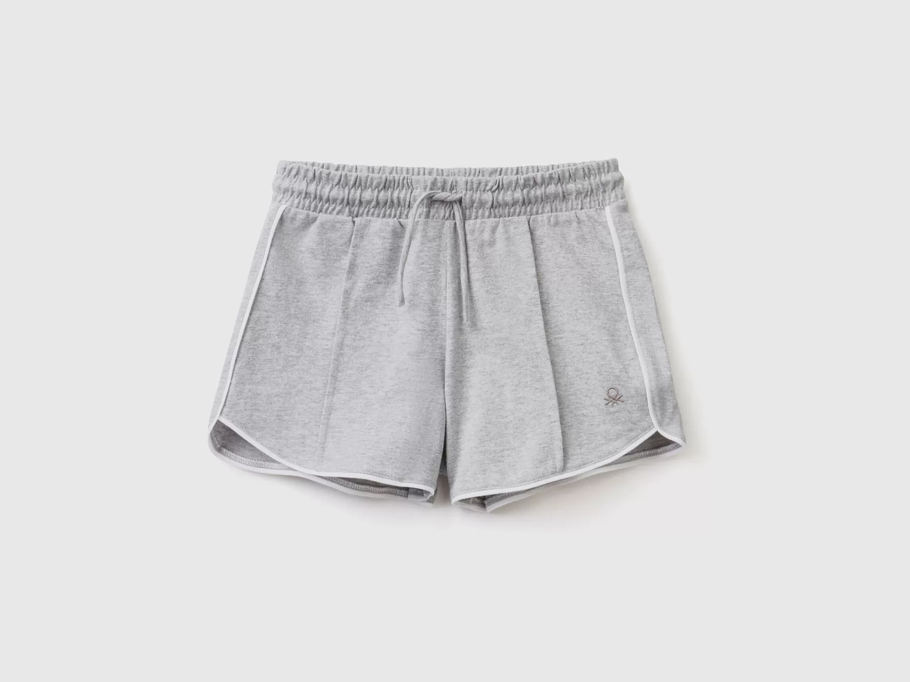 Benetton Shorts Con Coulisse 100% Cotone Grigio Chiaro Fashion