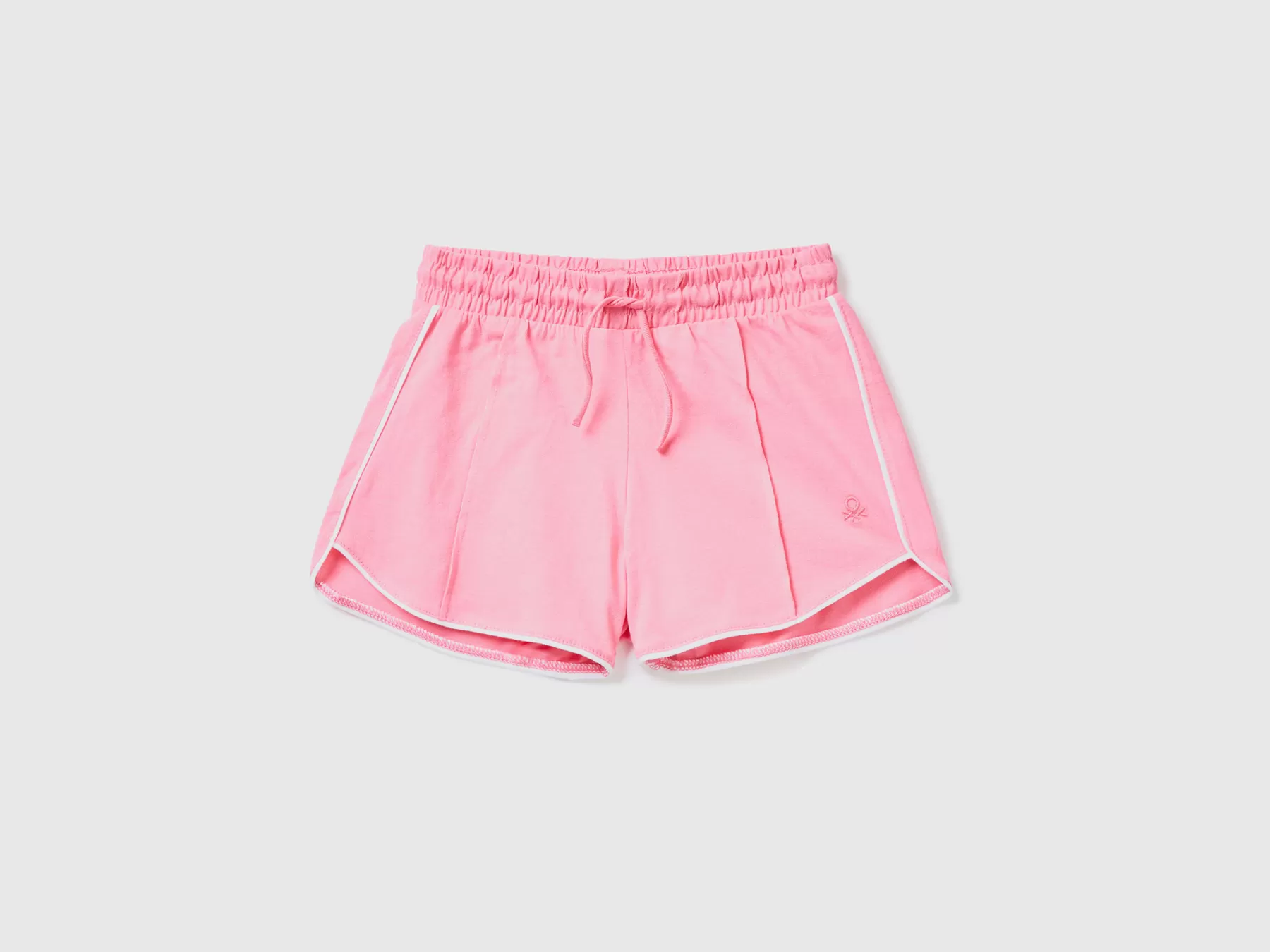 Benetton Shorts Con Coulisse 100% Cotone Rosa Cheap