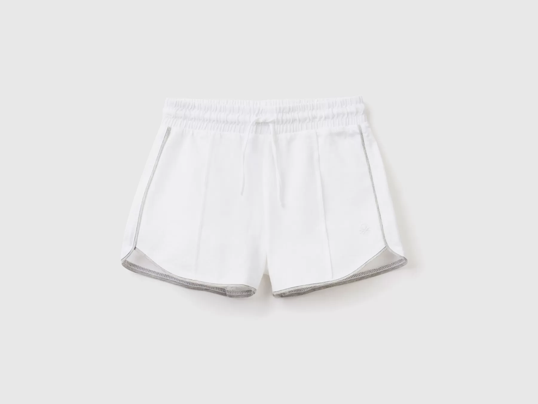 Benetton Shorts Con Coulisse 100% Cotone Bianco Flash Sale